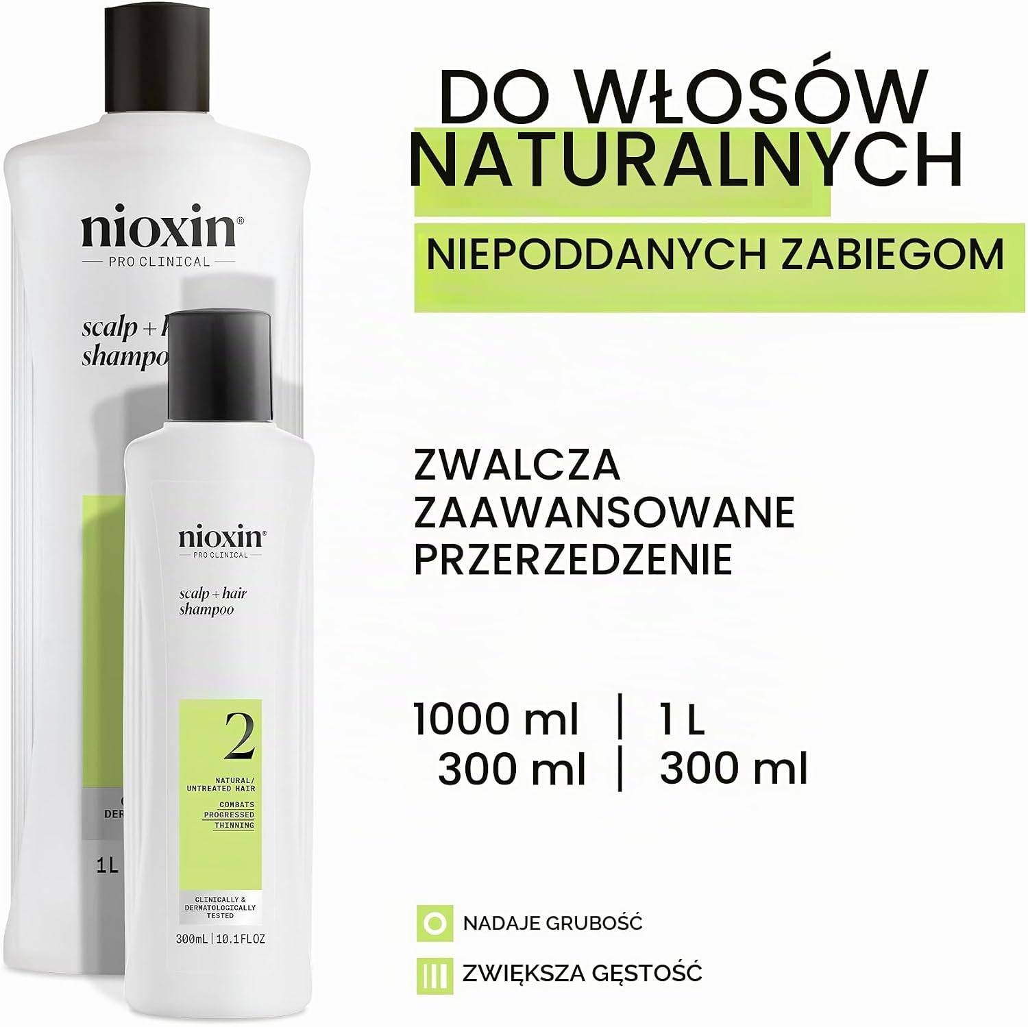 Detalle 2 de NIOXIN System 2, szampon do włosów naturalnych 1 l z biotyną i niacynamidem