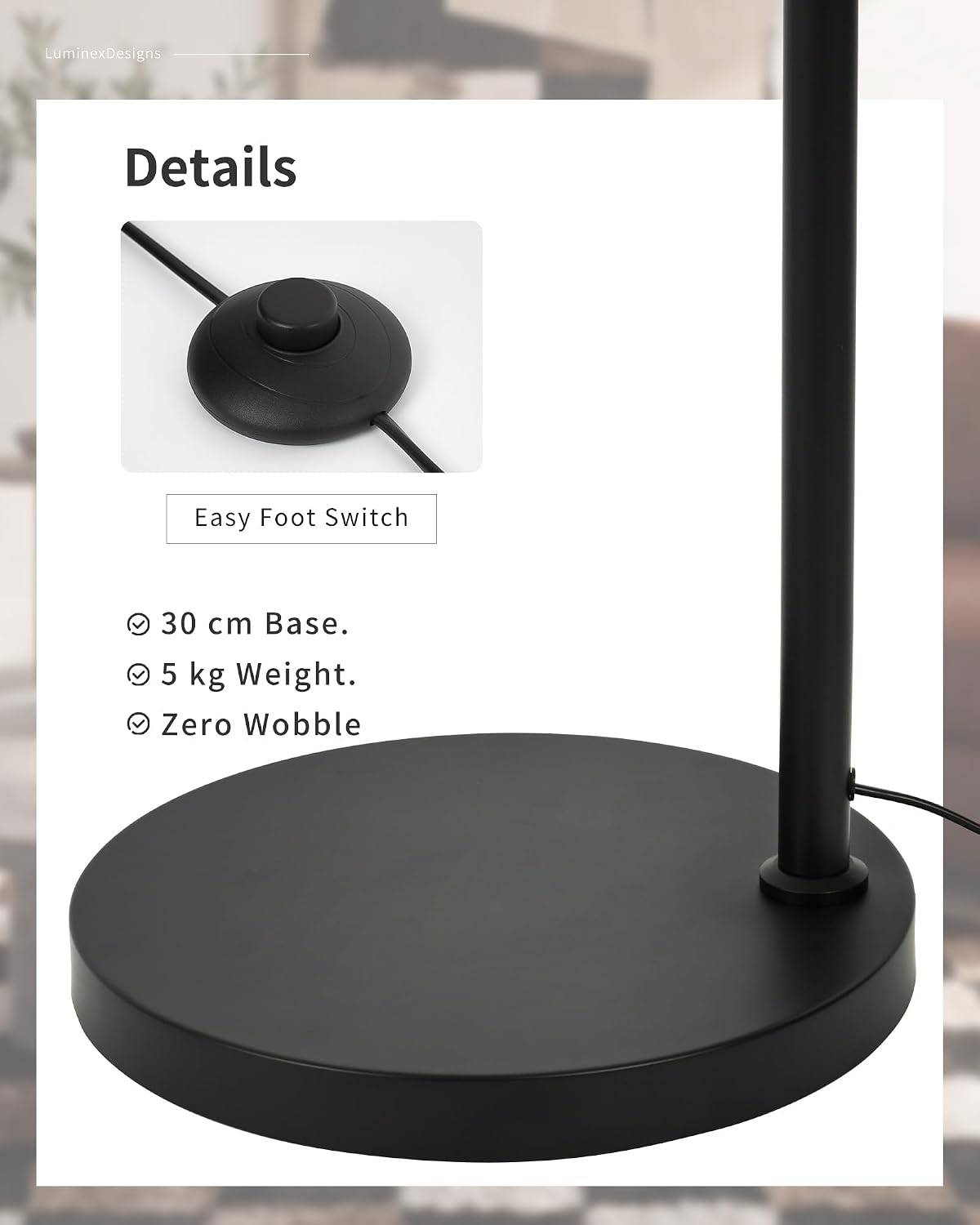 Thumbnail 6 de 204cm Modern Black Arc Floor Lamp with Weighted Base