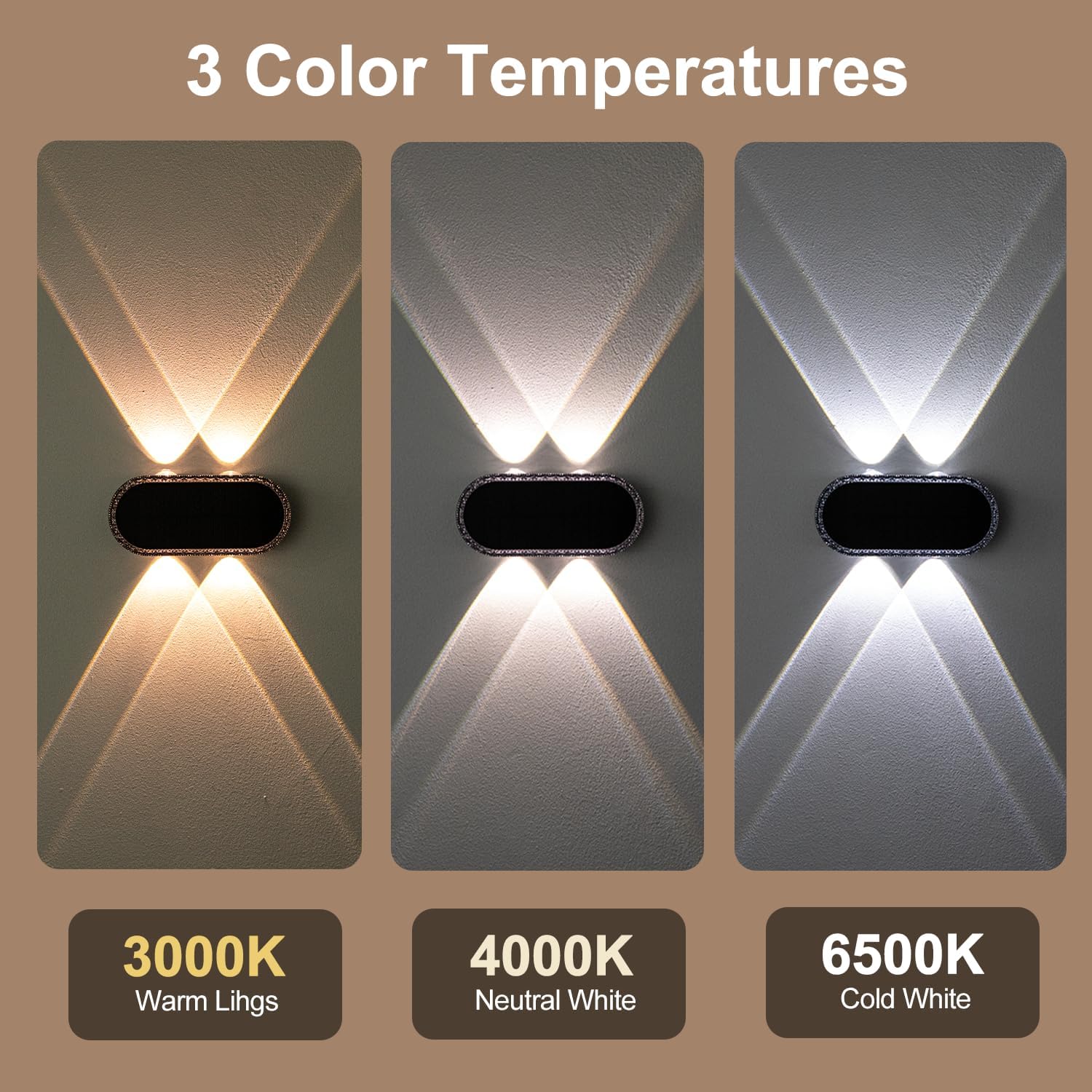 Thumbnail 4 de ELLASAY Solar Fence Lights Outdoor 2-Pack: Up and Down Garden Illumination with 4 LEDs and 3 Colour Modes