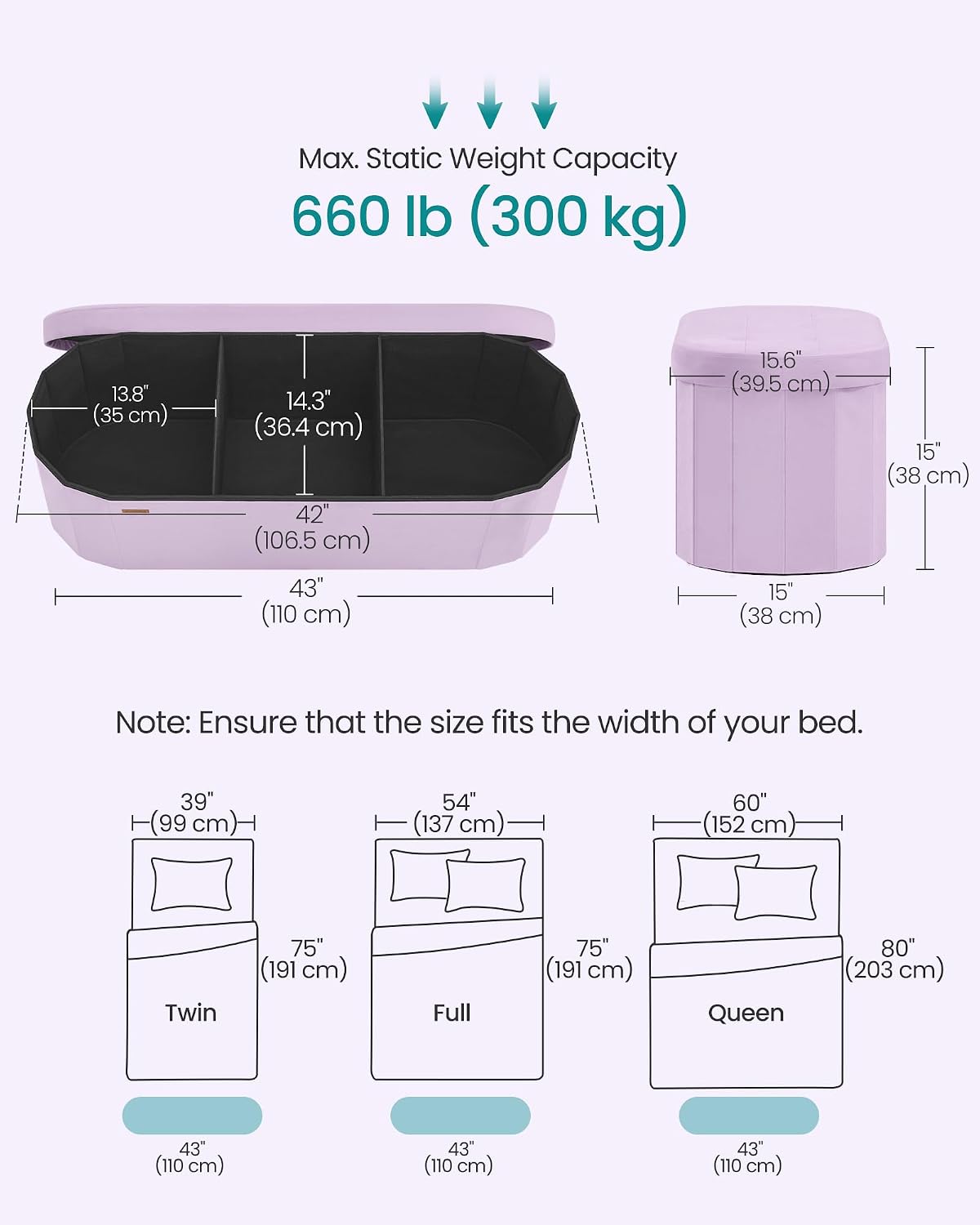Detalle de SONGMICS Folding Storage Ottoman in Velvet