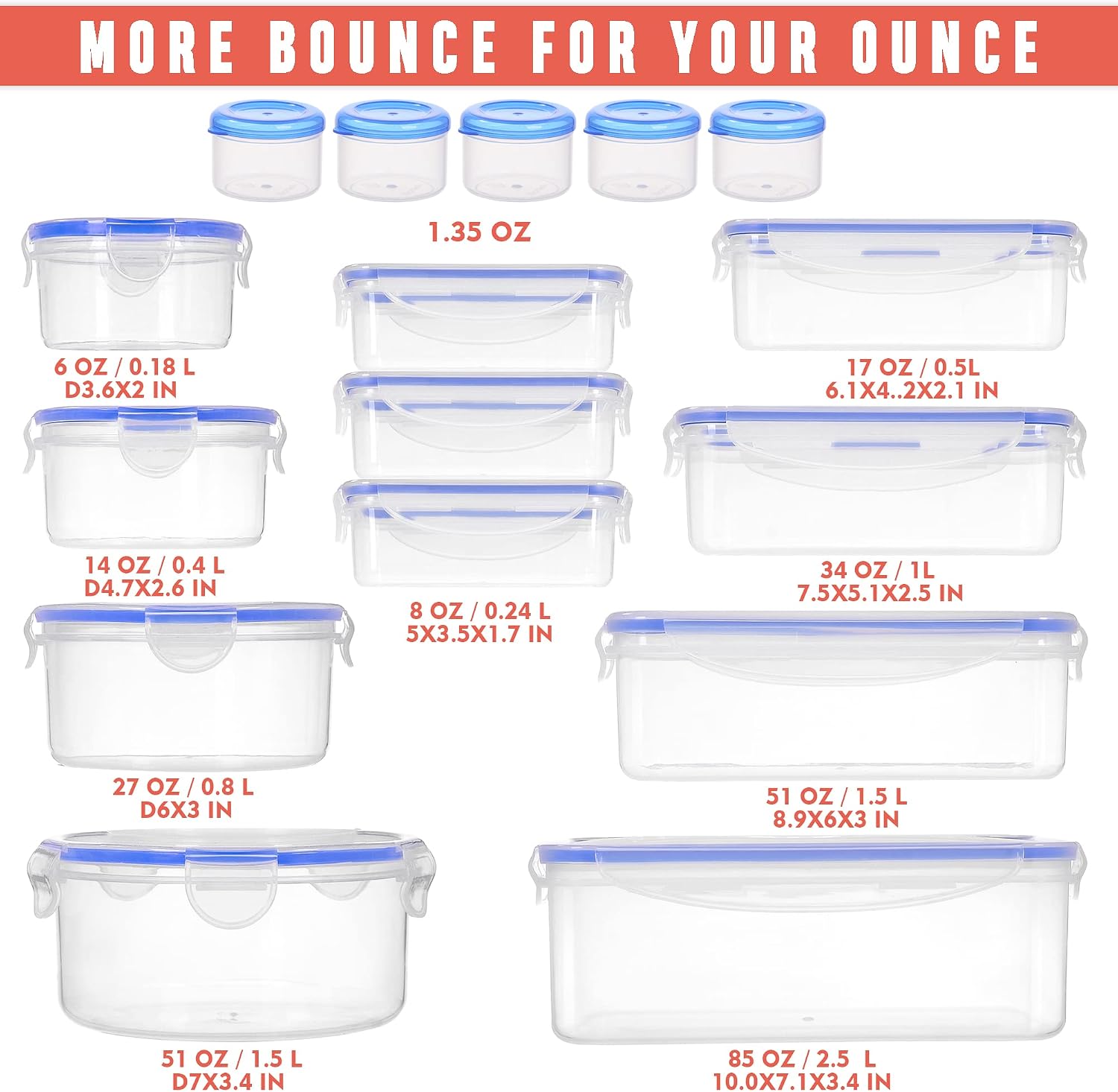 Detalle 2 de RockBerry 32-Piece Food Storage Container Set, Airtight and Stackable