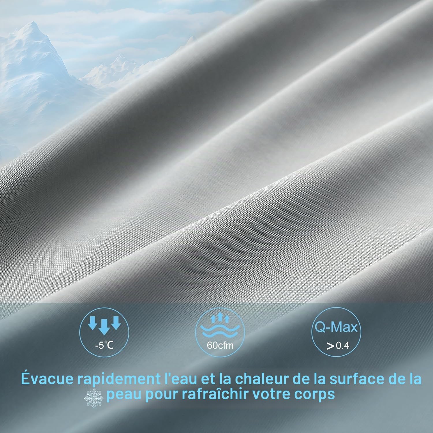 Detalle de AccuratEX Couverture rafraîchissante Arc-Chill 140x200 cm, tissu Ammoniak gris