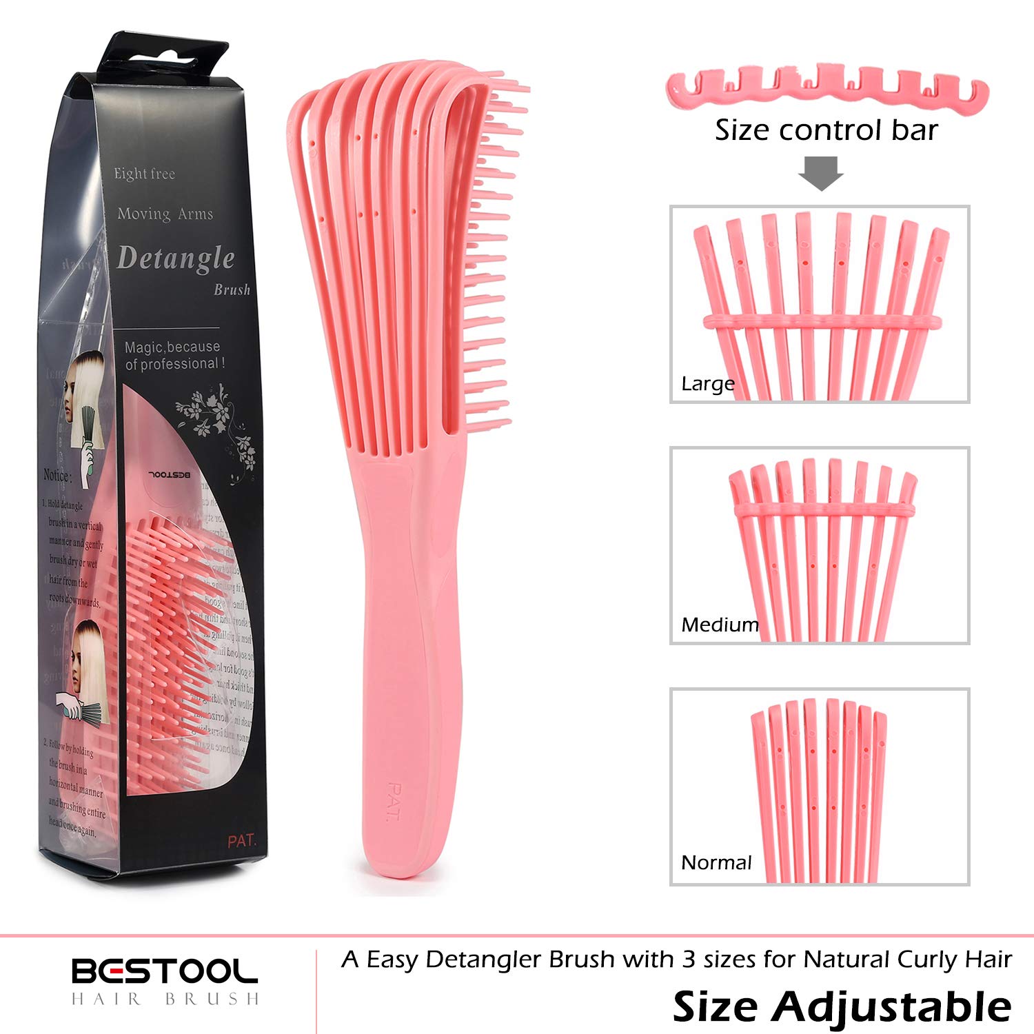 Detalle 2 de BESTOOL Haarbürste für Locken, 3a–4c