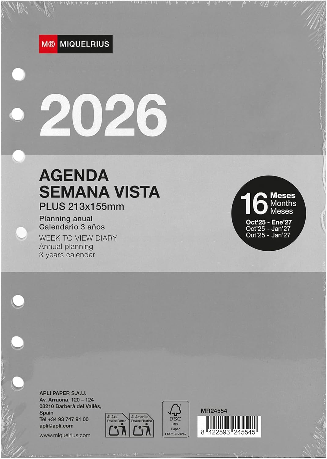 Thumbnail 6 de Miquelrius Recambio agenda anillas 2026 16 meses