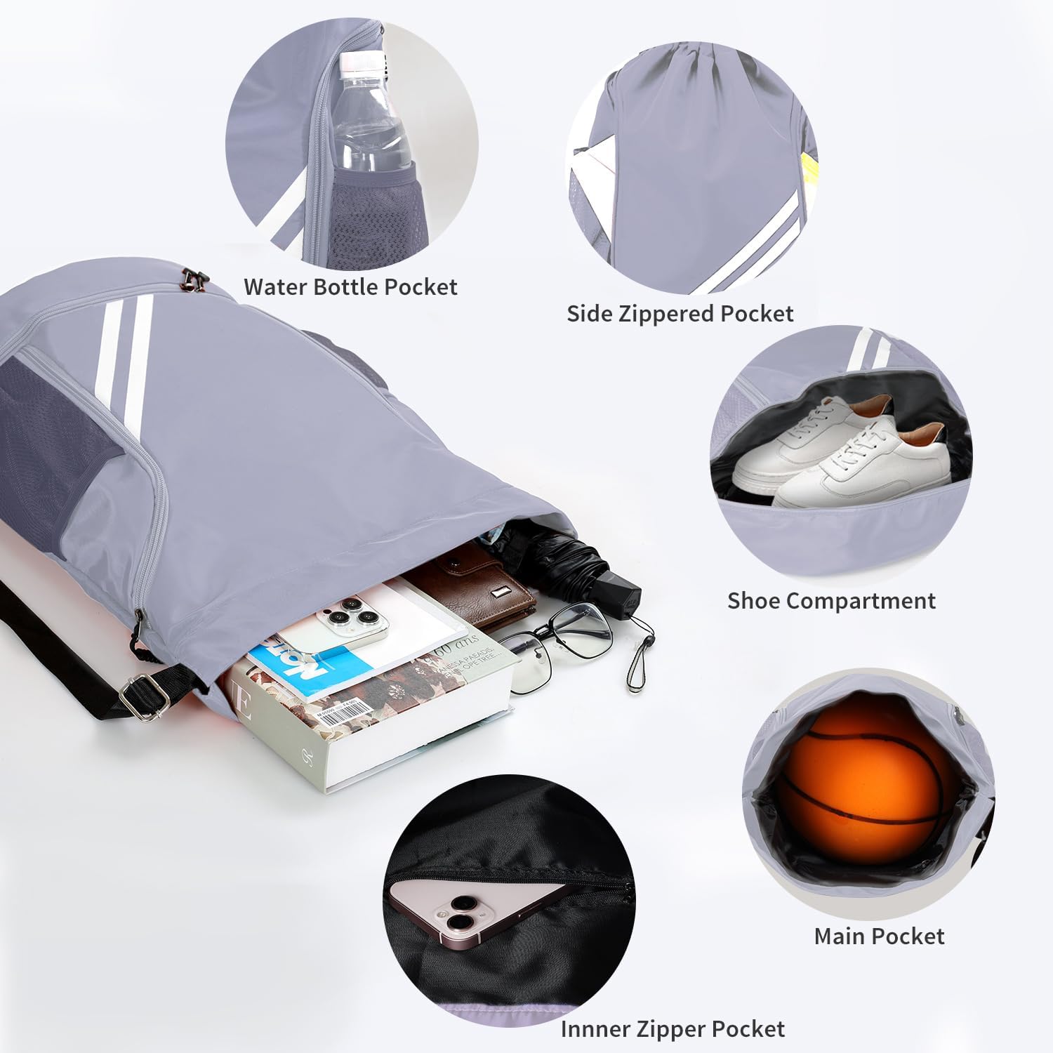 Detalle 2 de KIKIGOAL Unisex Drawstring Sports Backpack 18.5"