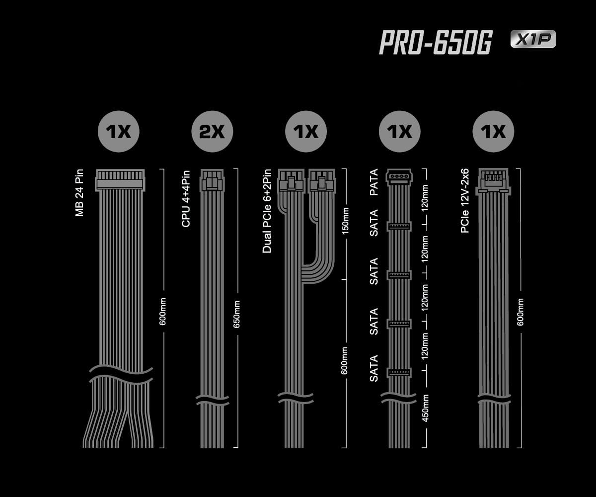 Thumbnail 5 de ASRock PRO X1P PRO-650G/X1P 650W電源ユニット、80 PLUS Gold・ATX 3.1対応