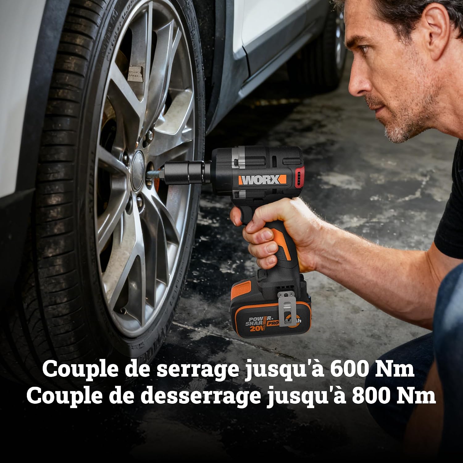 Detalle de WORX Clé à chocs sans fil 20V WX273.9 – performance, polyvalence et confort