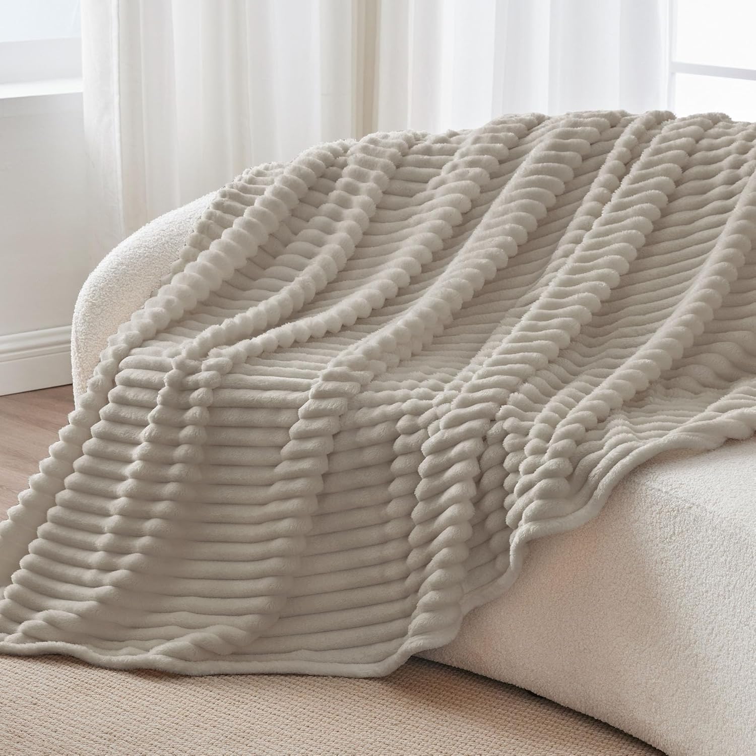 Thumbnail 5 de BEDELITE Fluffy Fleece Throw Blanket Beige