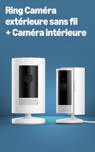 Detalle de Ring Caméra extérieure sans fil (Stick Up Cam) + Ring Caméra intérieure — pack sécurité complete