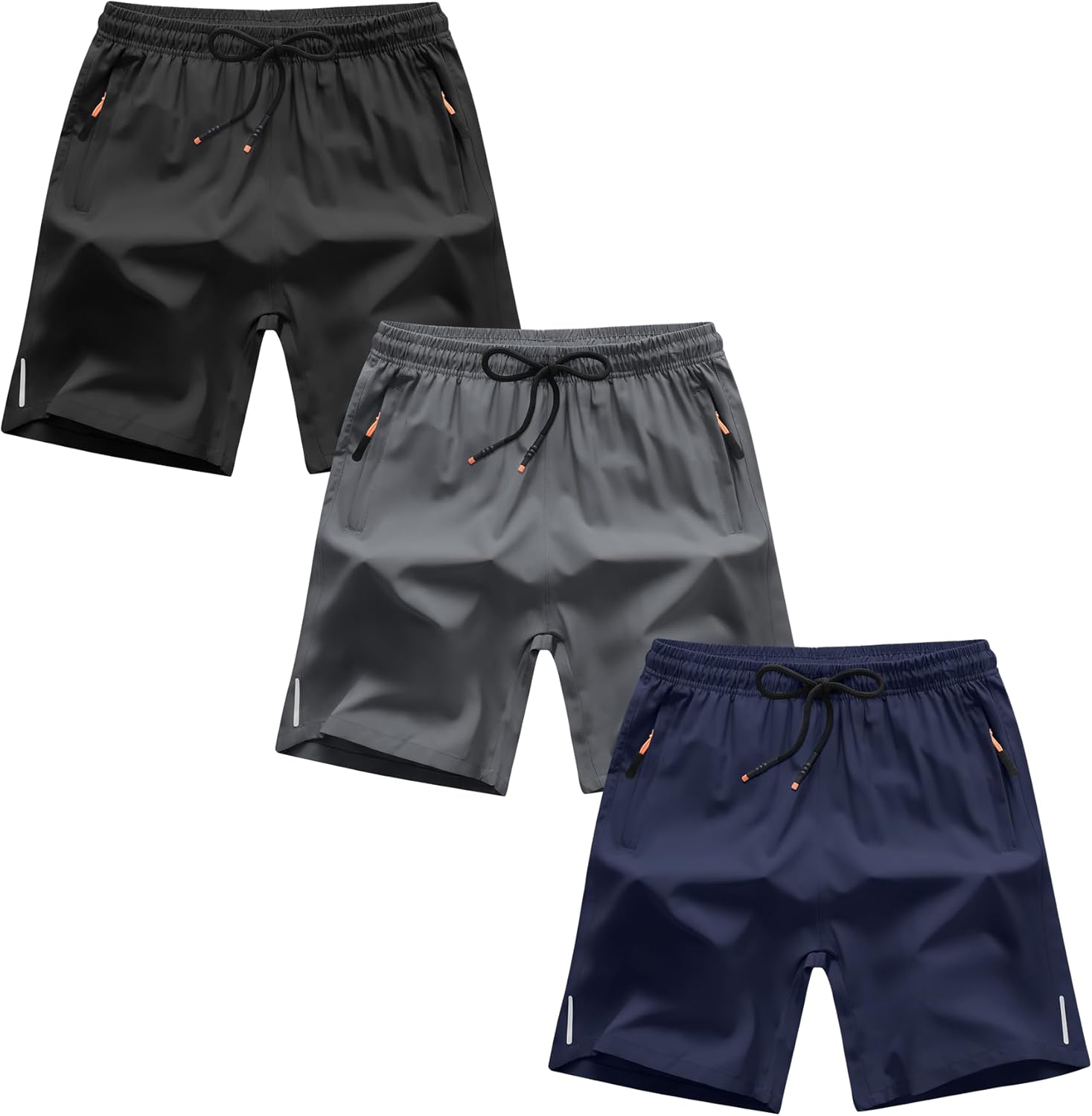 Detalle de ANHDM Boys Shorts: Quick-Dry Athletic Running Shorts with Zipper Pockets