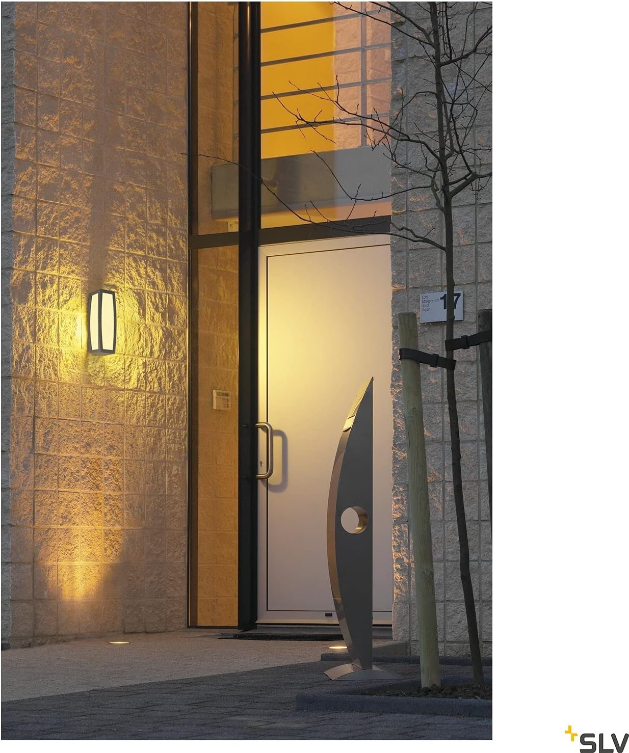 Detalle de SLV Meridian Box Applique murale extérieure anthracite – Détecteur de mouvement, E27, 20 W max