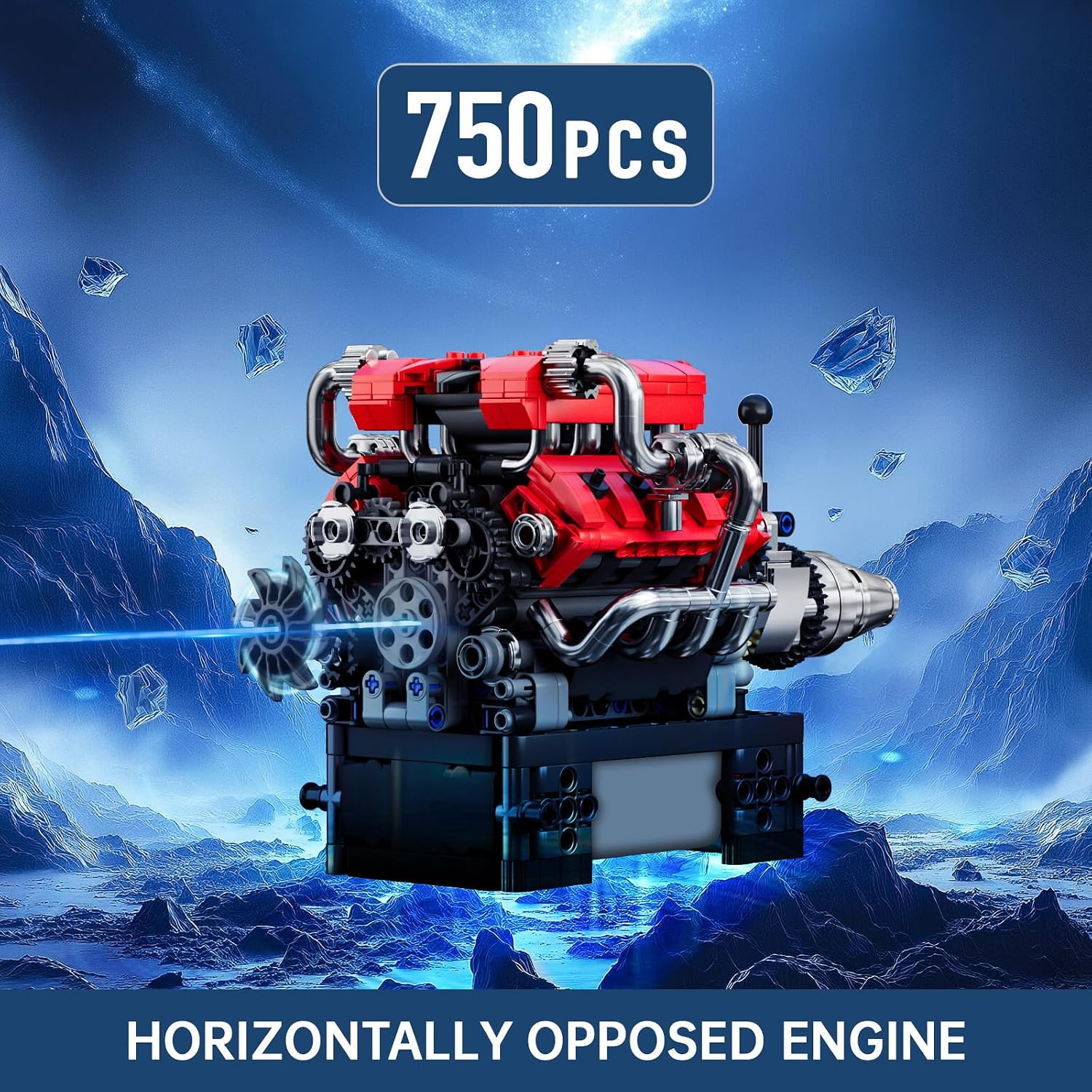 Detalle de Mould King 10204 Technik V8 Motor Bausatz – 750 Teile