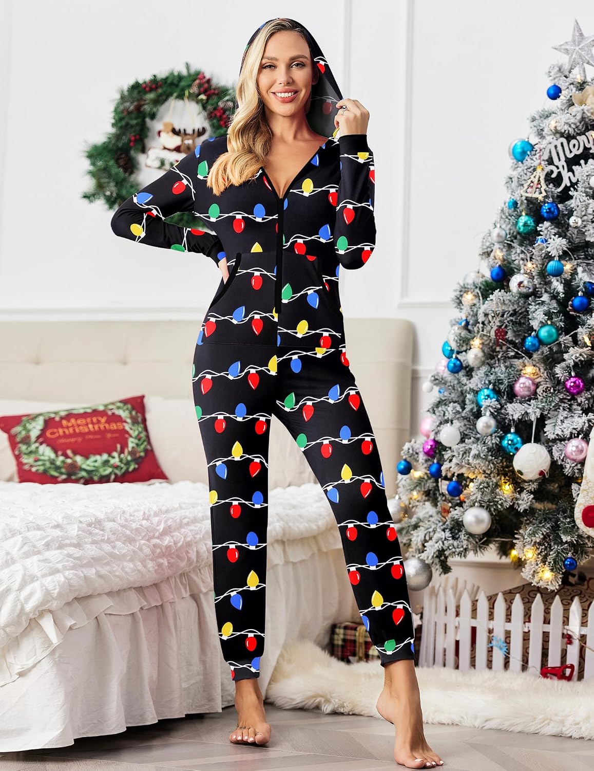 Detalle 2 de Ekouaer Women's Onesie Pajamas, Polyester Blend