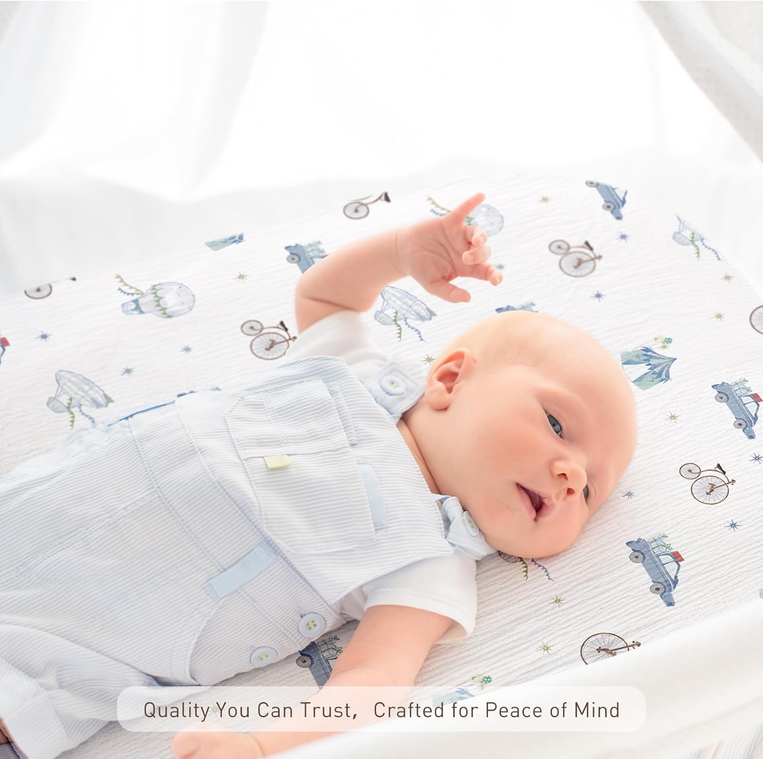 Thumbnail 6 de Soarwg Kids Moses Basket Fitted Sheets (Set of 2) – 83×43 cm Muslin Cotton, Unisex