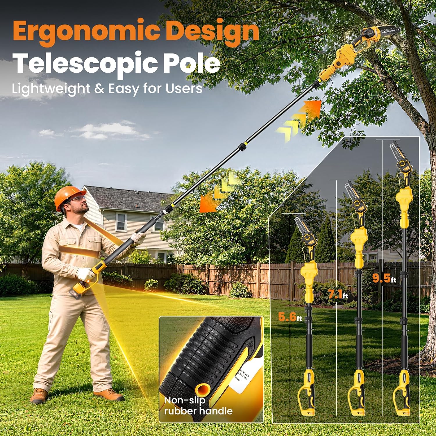 Detalle de maXpeedingrods 4-in-1 Cordless Pole Saw with 6- and 8-Inch Mini Saws