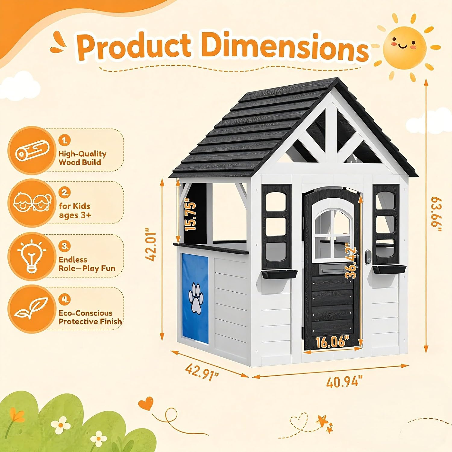 Detalle de Aoxun Kids Wooden Playhouse