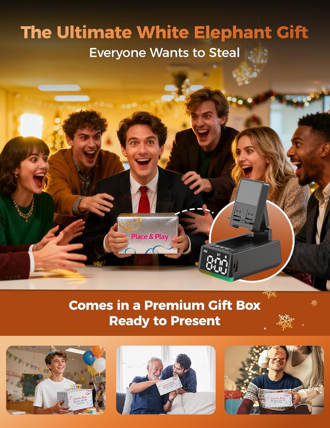 Thumbnail 5 de BBL Wireless HD Surround Sound Bluetooth Speaker with Foldable Stand, Adjustable Phone Holder and LCD Alarm Clock