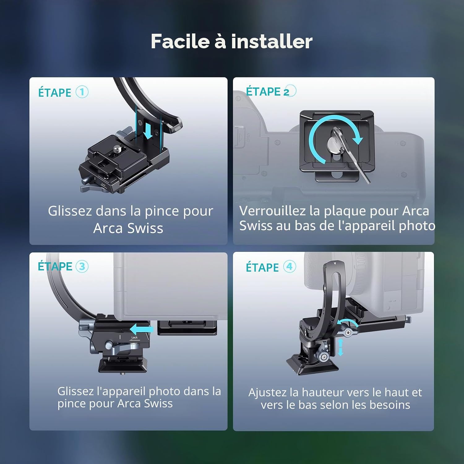Detalle de SMALLRIG Kit de Plaque de Montage Horizontal vers Vertical pour Caméra sans Miroir – Compatible Sony, Fujifilm, Nikon, Canon
