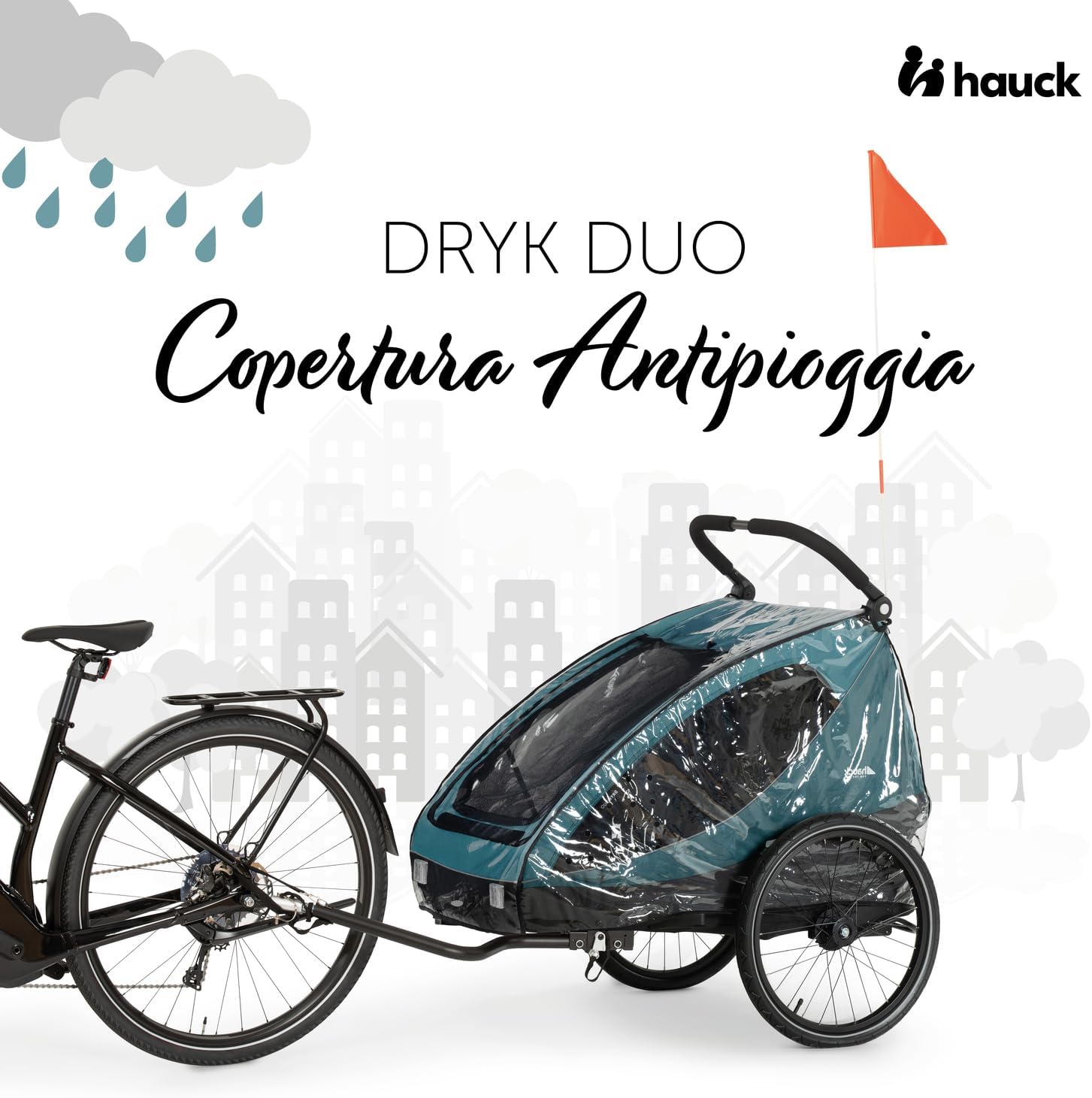 Detalle de hauck Telo Antipioggia per Rimorchio Bici Dryk Duo e Dryk Duo Plus
