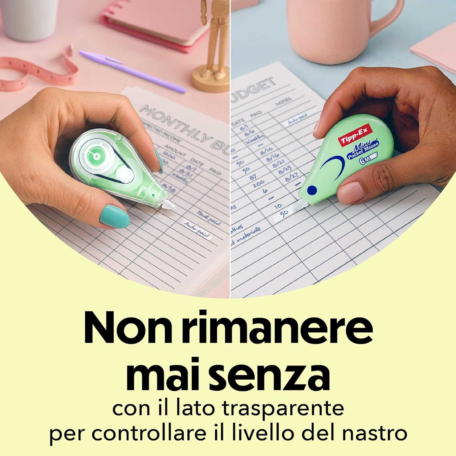 Detalle de Tipp-Ex Mini Pocket Mouse Pastel: confezione da 6 nastro correttore 6 m x 5 mm