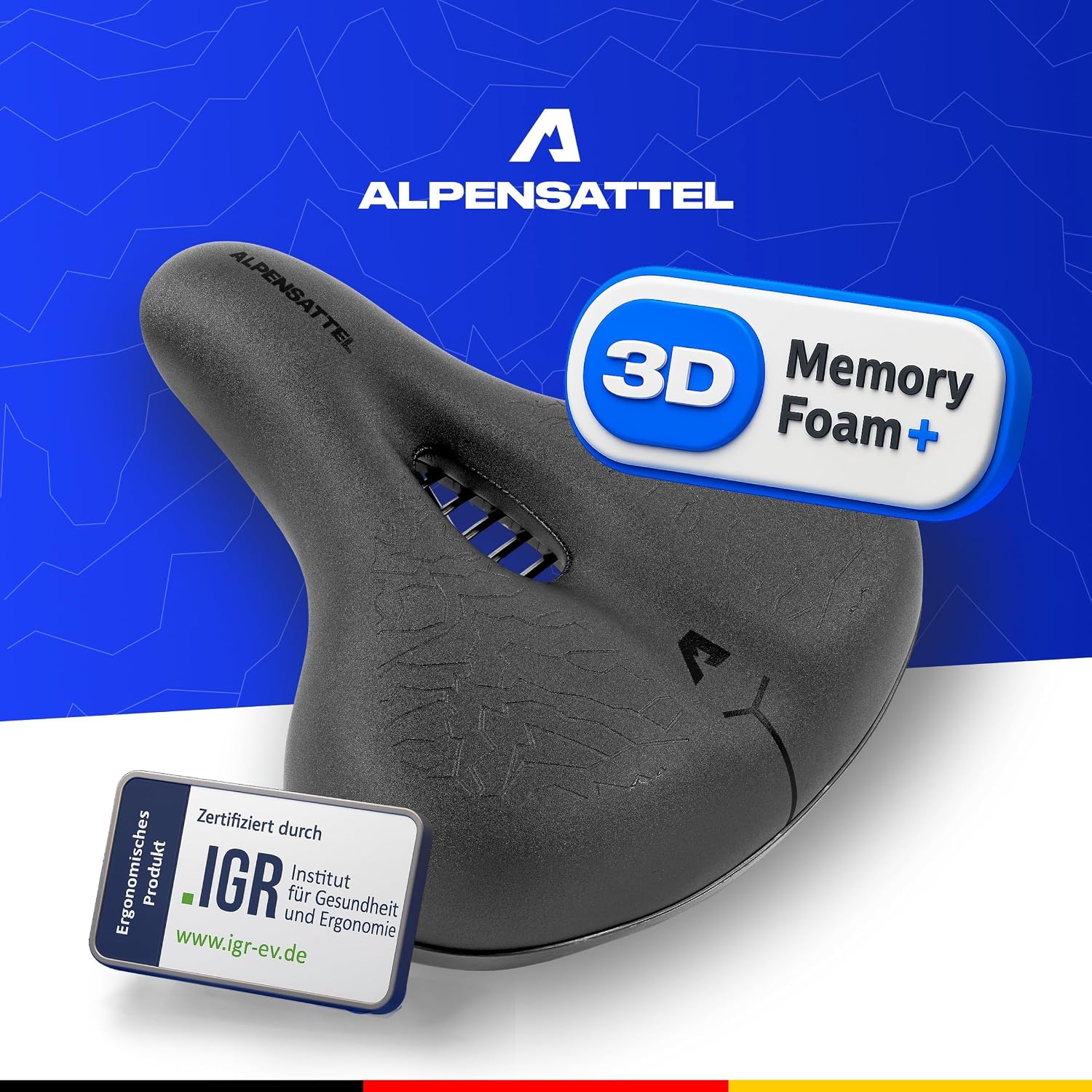 Thumbnail 1 de ALPENSATTEL Ergonomischer Fahrradsattel Komfort + 3D Memory Foam – universell montierbar
