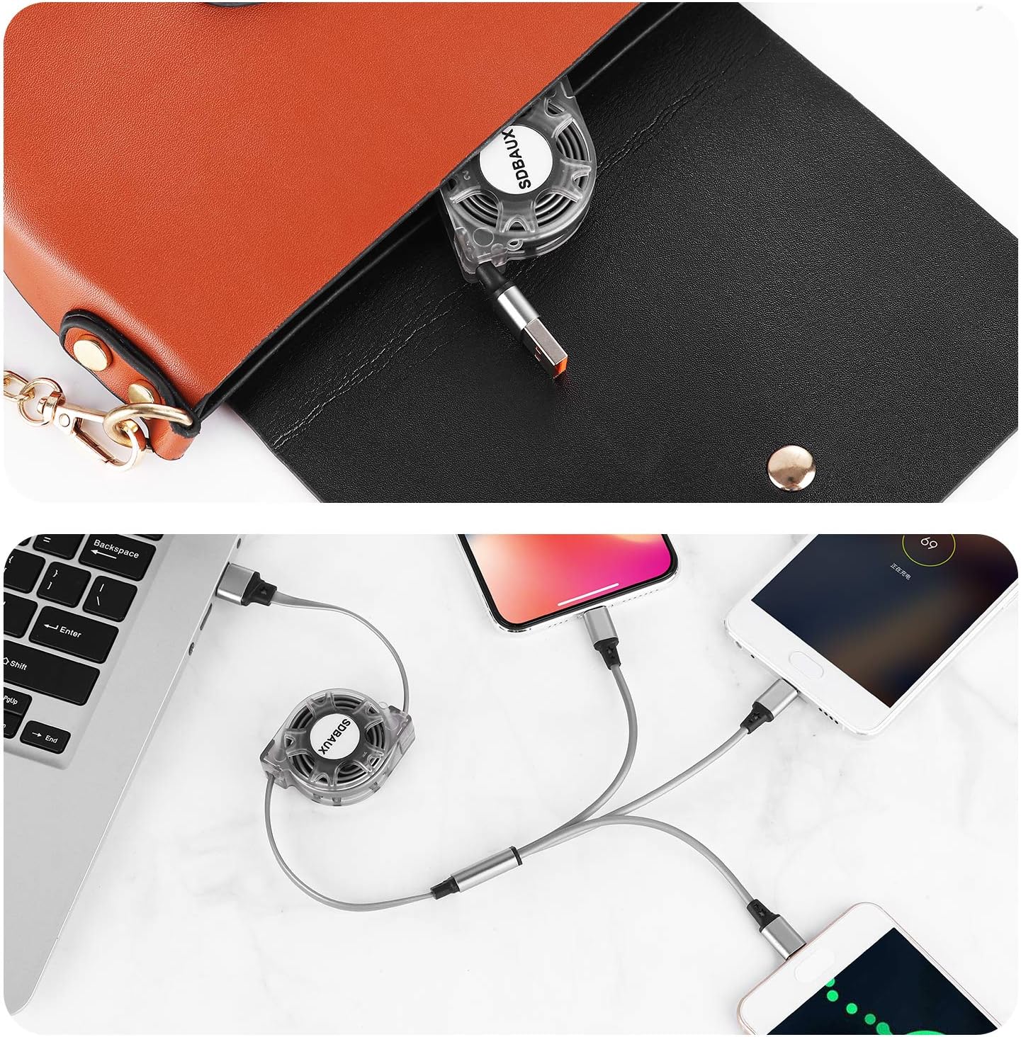 Thumbnail 6 de SDBAUX Multi Charger Cable 1m — 3‑in‑1 retractable cable