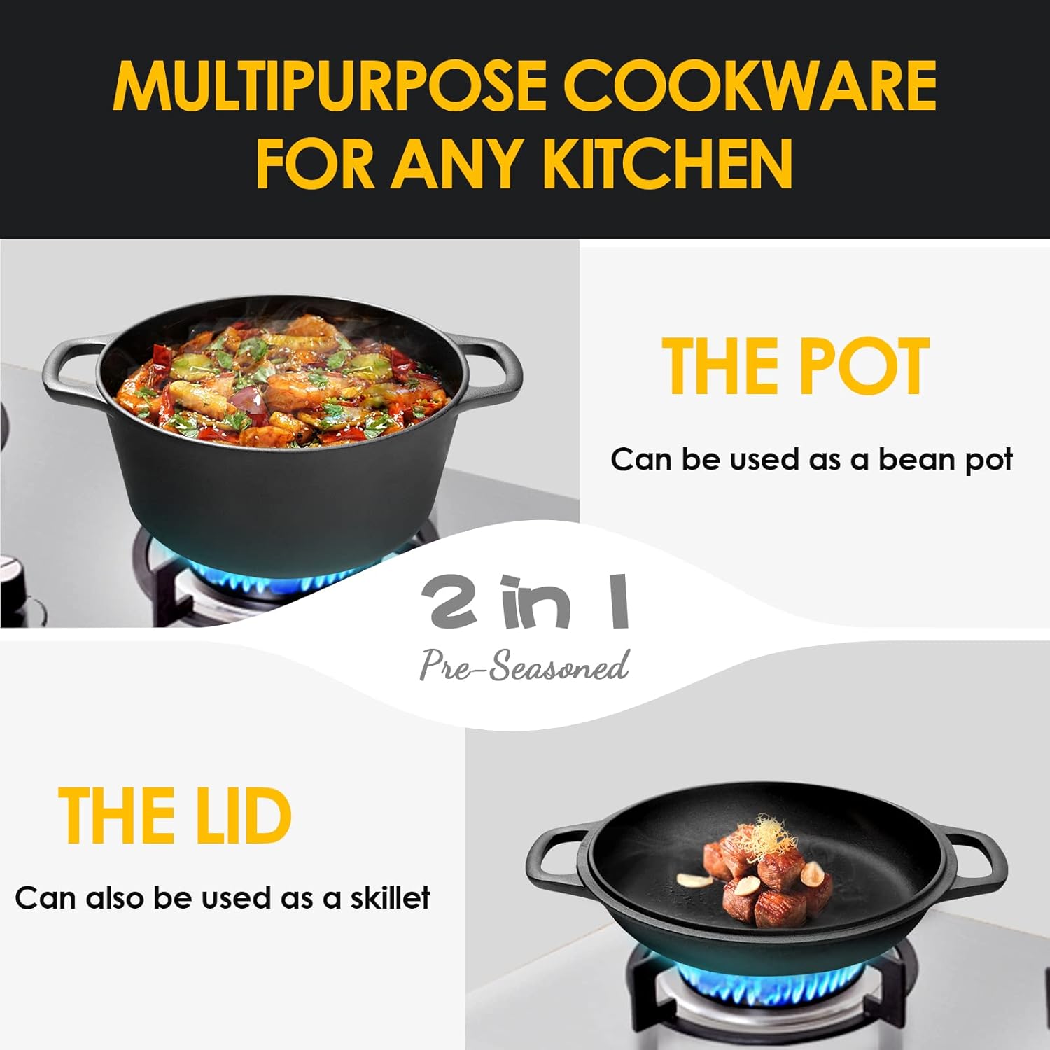 Detalle 2 de EDGING CASTING 2-in-1 Cast Iron Dutch Oven 🥣
