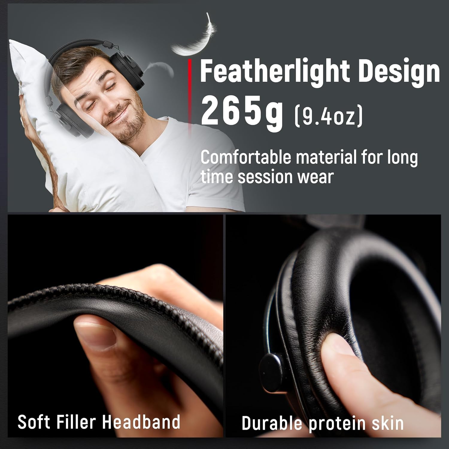 Detalle 1 de FIFINE H8 Studio Monitoring Headphones, 50 mm Drivers, Detachable Coiled Cables