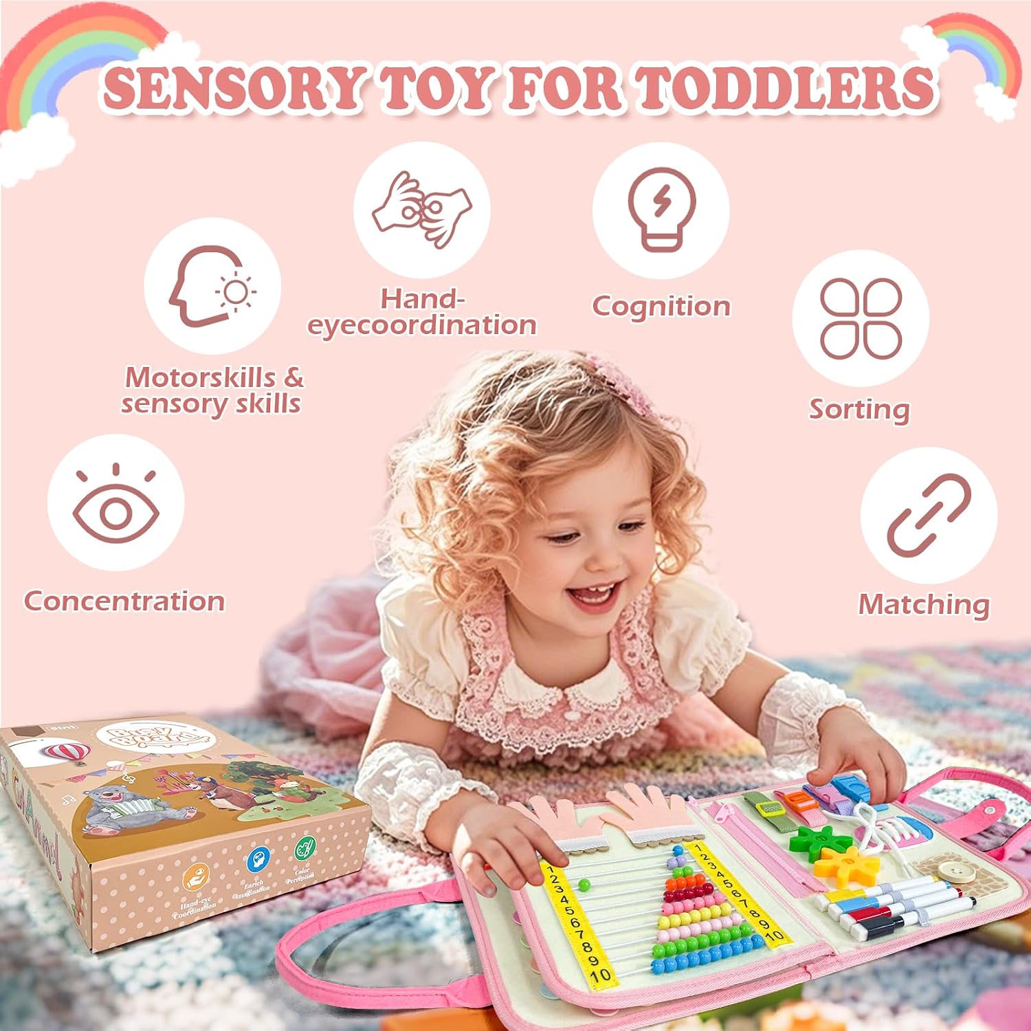 Thumbnail 2 de Sumtoco Busy Board – 9-in-1 Montessori Activity Board mit Einhorn-Thema