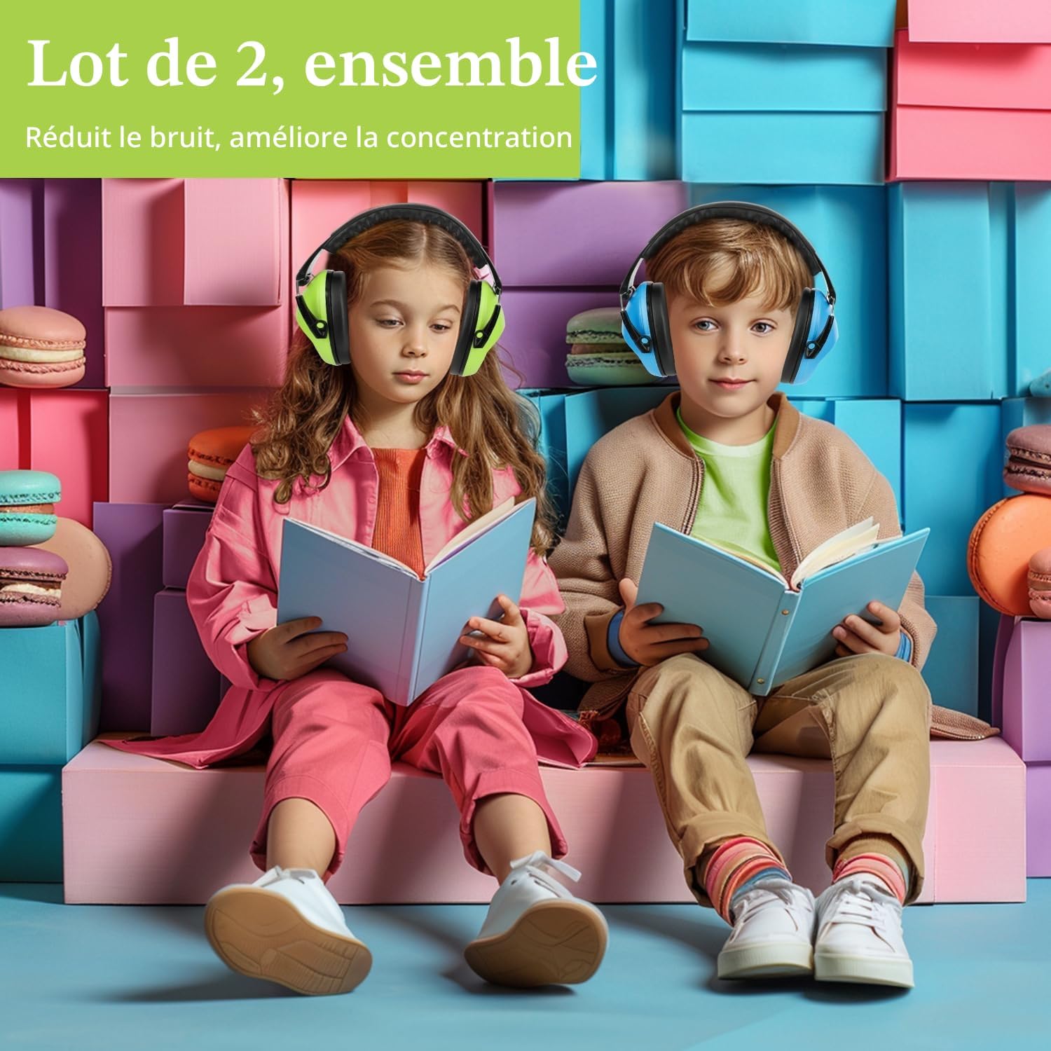 Detalle de Floriogra Casque Anti Bruit Enfant – Pack de 2, Casques Ajustables pour 3–16 ans