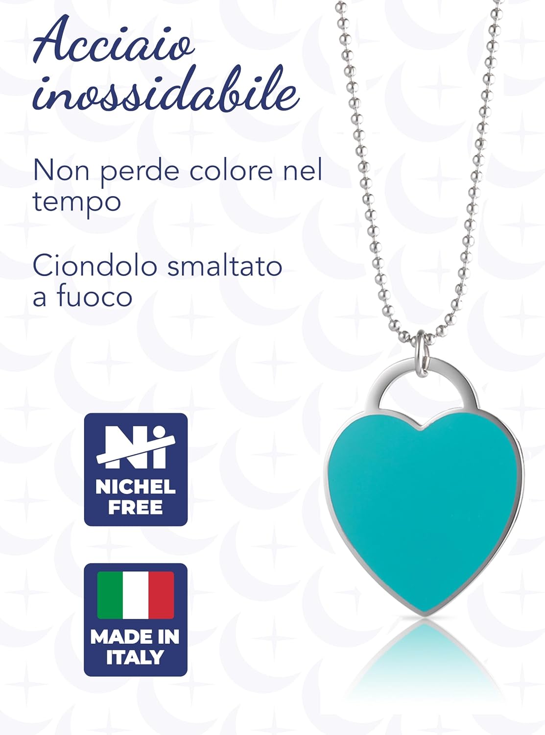 Detalle de inSCINTILLE Cuore Rock Collana Donna a Palline con Ciondolo a Cuore Colorato in Acciaio Inossidabile