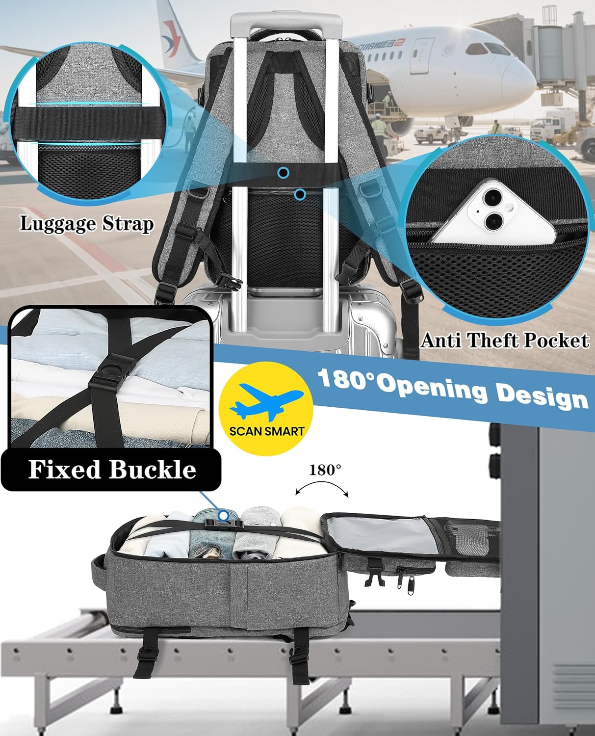Detalle de LYNXCHER Cabin Bag underseat carry-on backpack