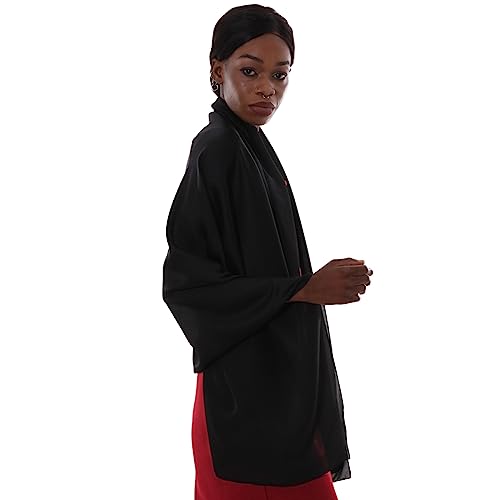 Thumbnail 2 de PIOYMEYA chal negro mujer de fiesta en poliéster ligero tipo pashmina (estola/foulard 180x90 cm)