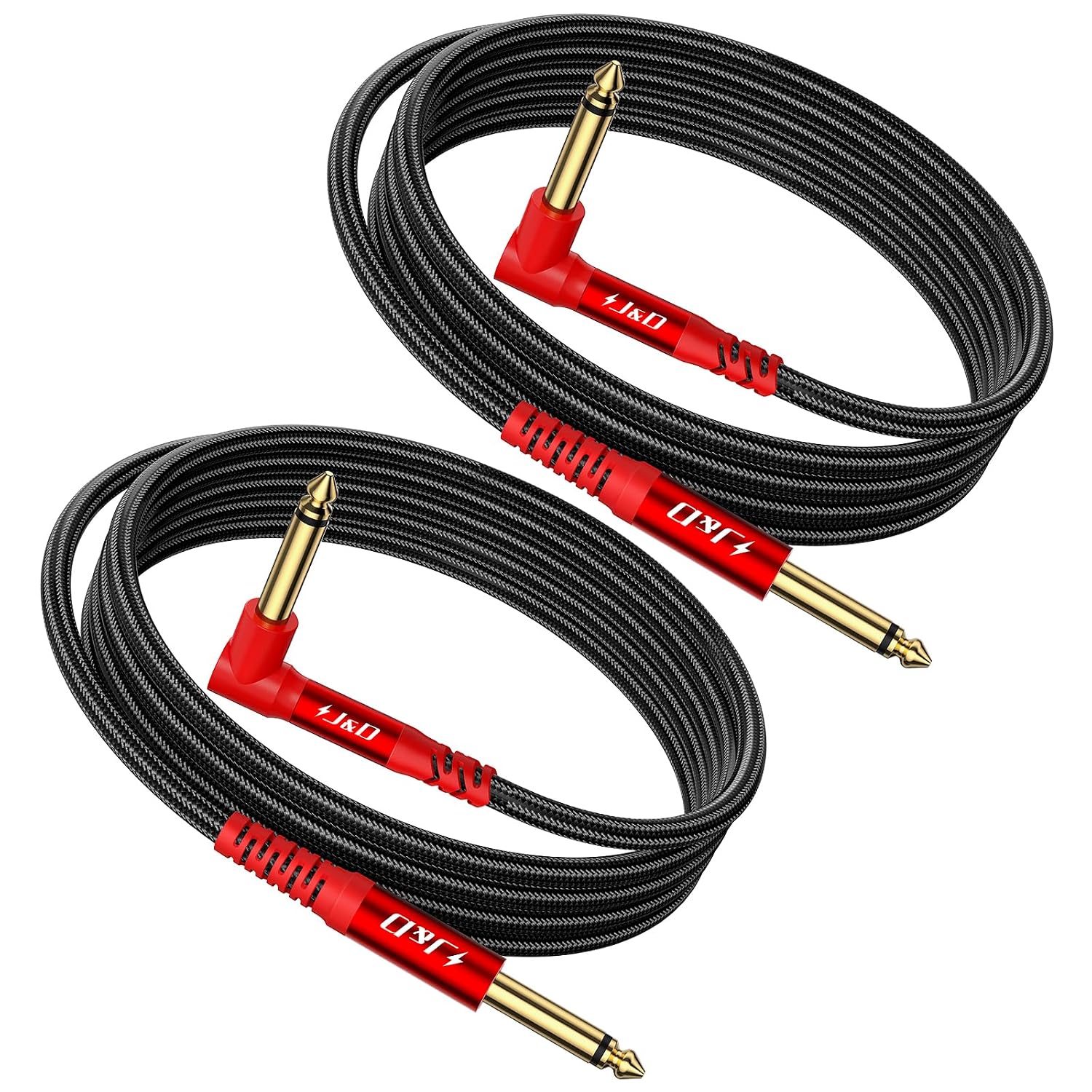 Detalle de J&D JD000892 TS Instrument Cables, 2-Pack, Red, 15 Feet