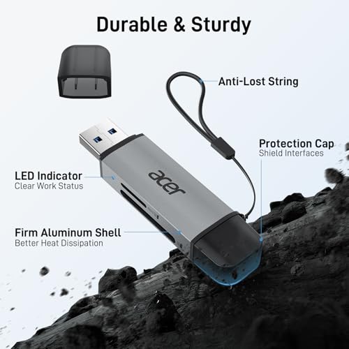 Thumbnail 6 de Acer USB-C Dual Slot SD Card Reader: USB-C/USB-A, Simultaneous SD & MicroSD Reading