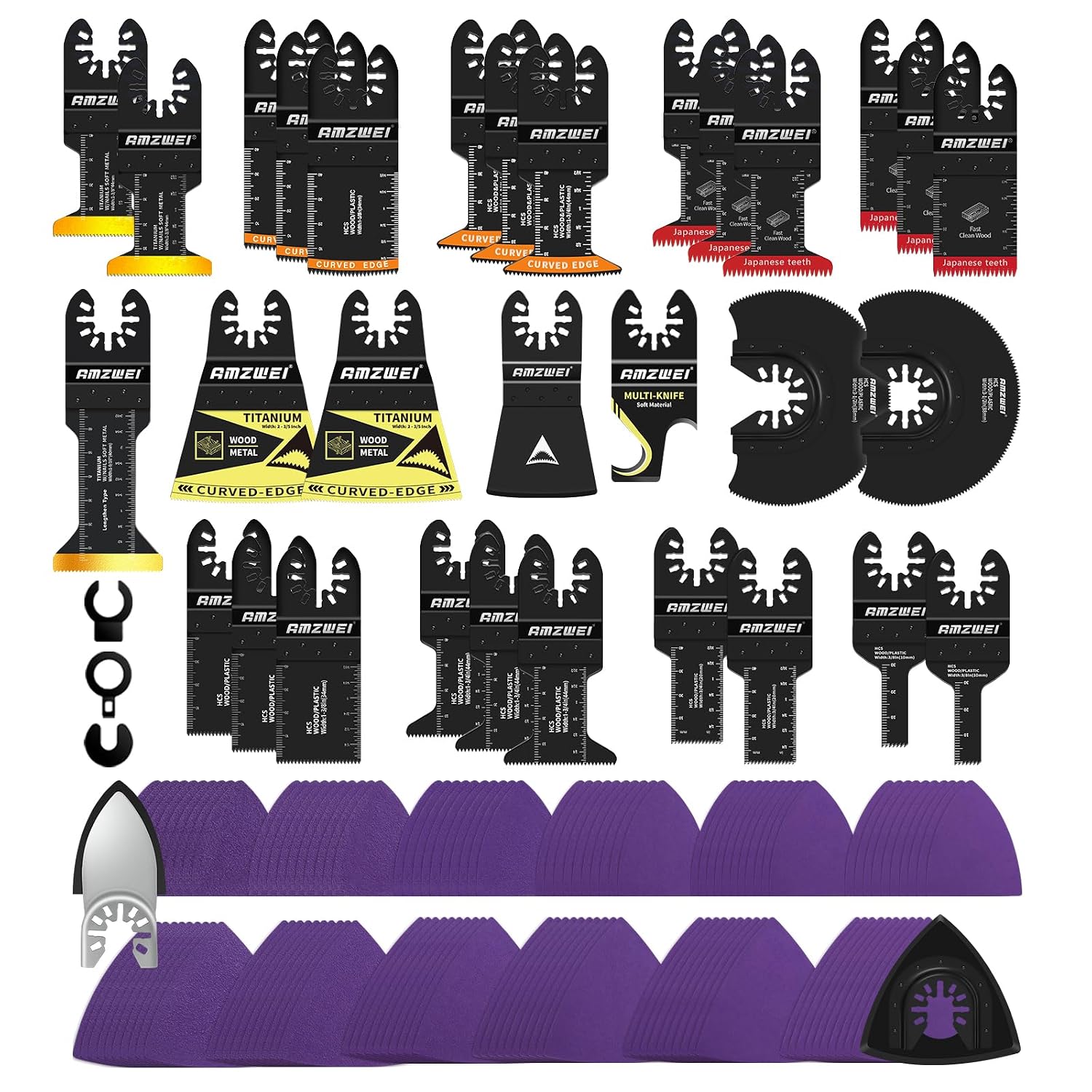 Detalle de AMZWEI JP038 153-Piece Oscillating Tool Blade Set with Titanium Blades