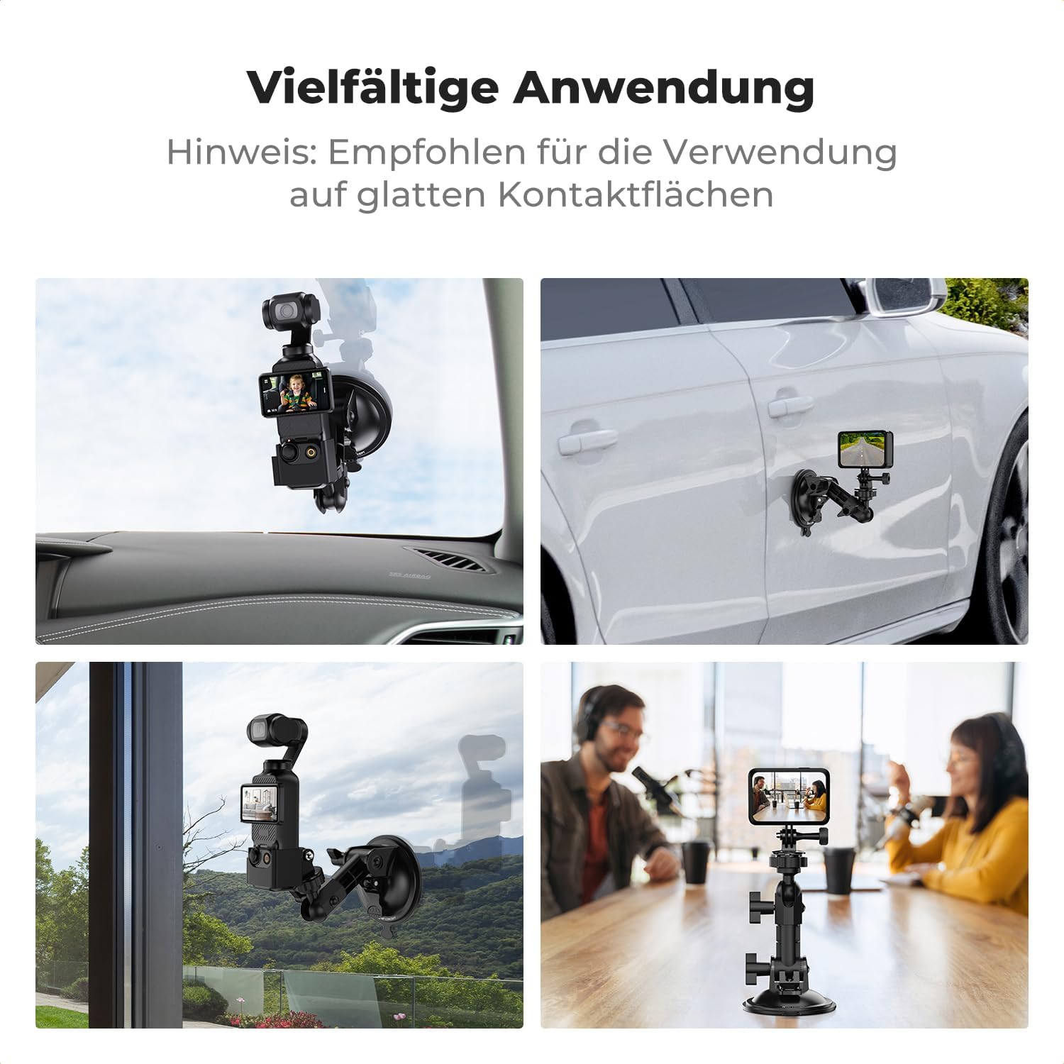 Thumbnail 4 de K&F CONCEPT Saugnapfhalterung für DJI Osmo Pocket 3 – mit 1/4-Gewinde, Adapter für Action-Cams