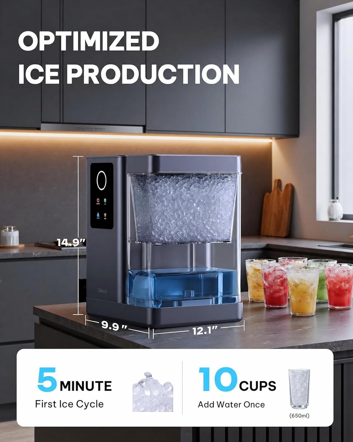 Detalle 2 de Silonn Nugget Ice Maker with 3L Tank