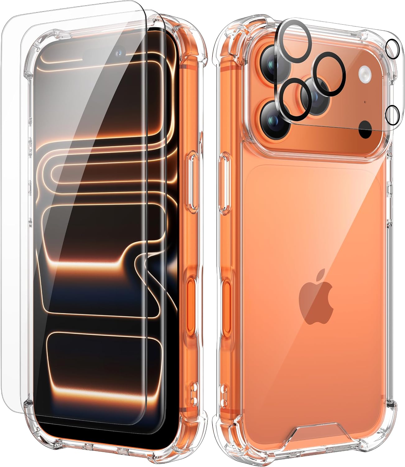 Detalle de ORETECH 4 in 1 Cover per iPhone 17 Pro 6,3'': protezione completa con vetro temperato e cover fotocamera
