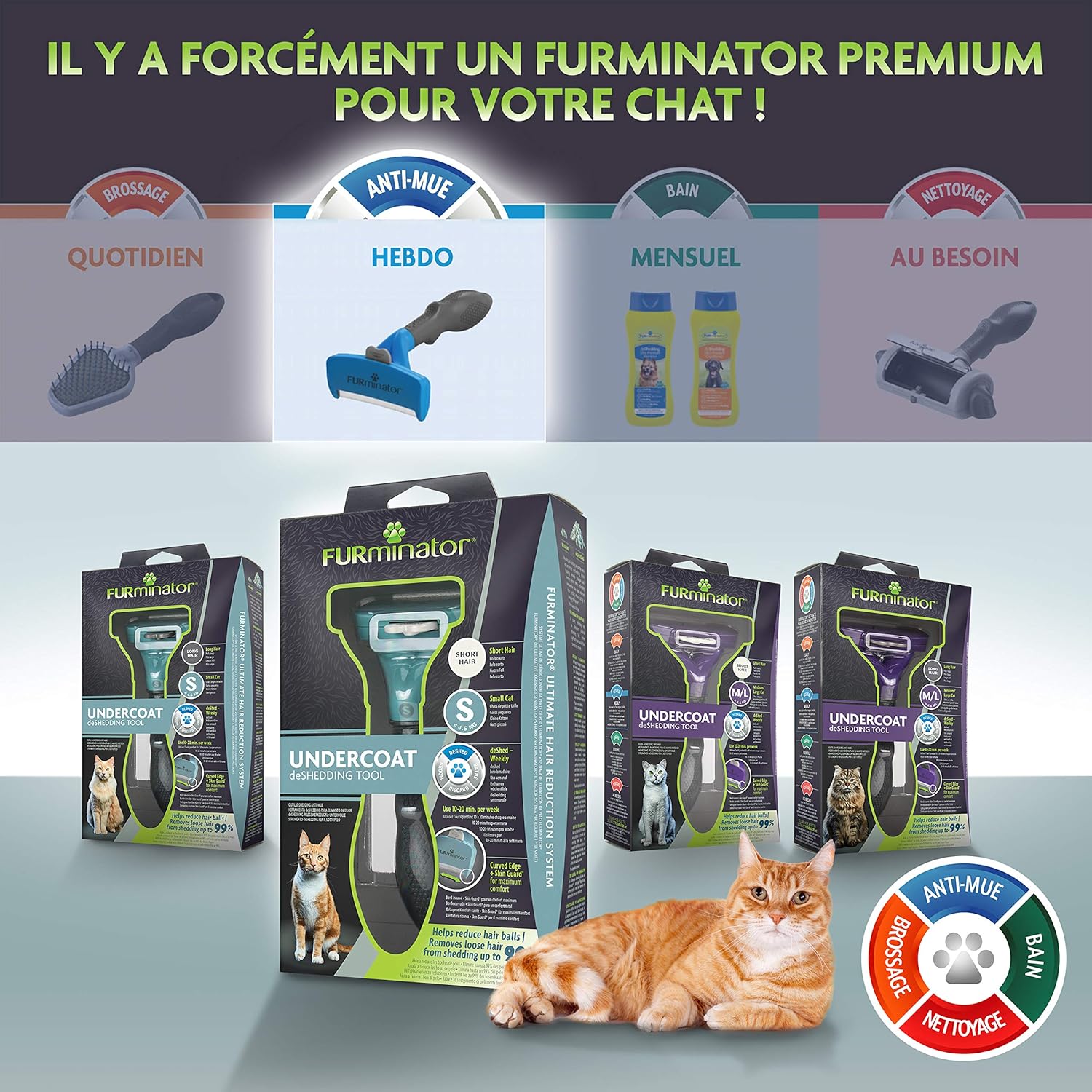 Detalle de FURminator Outil Undercoat deShedding Chat S poils courts