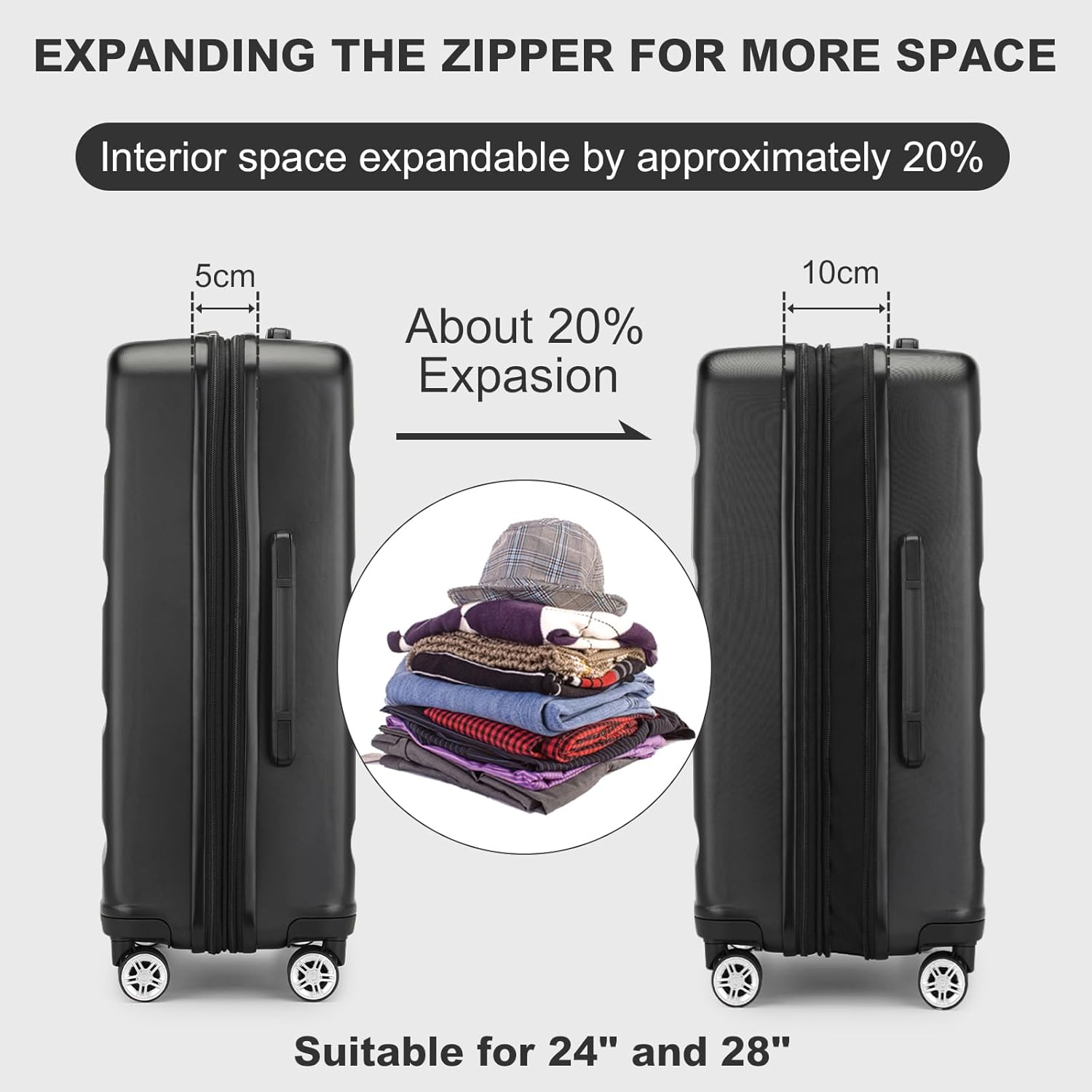 Thumbnail 4 de Kono 28 Inch Large Suitcase: Expandable Hard Shell with TSA Lock and 360° Wheels
