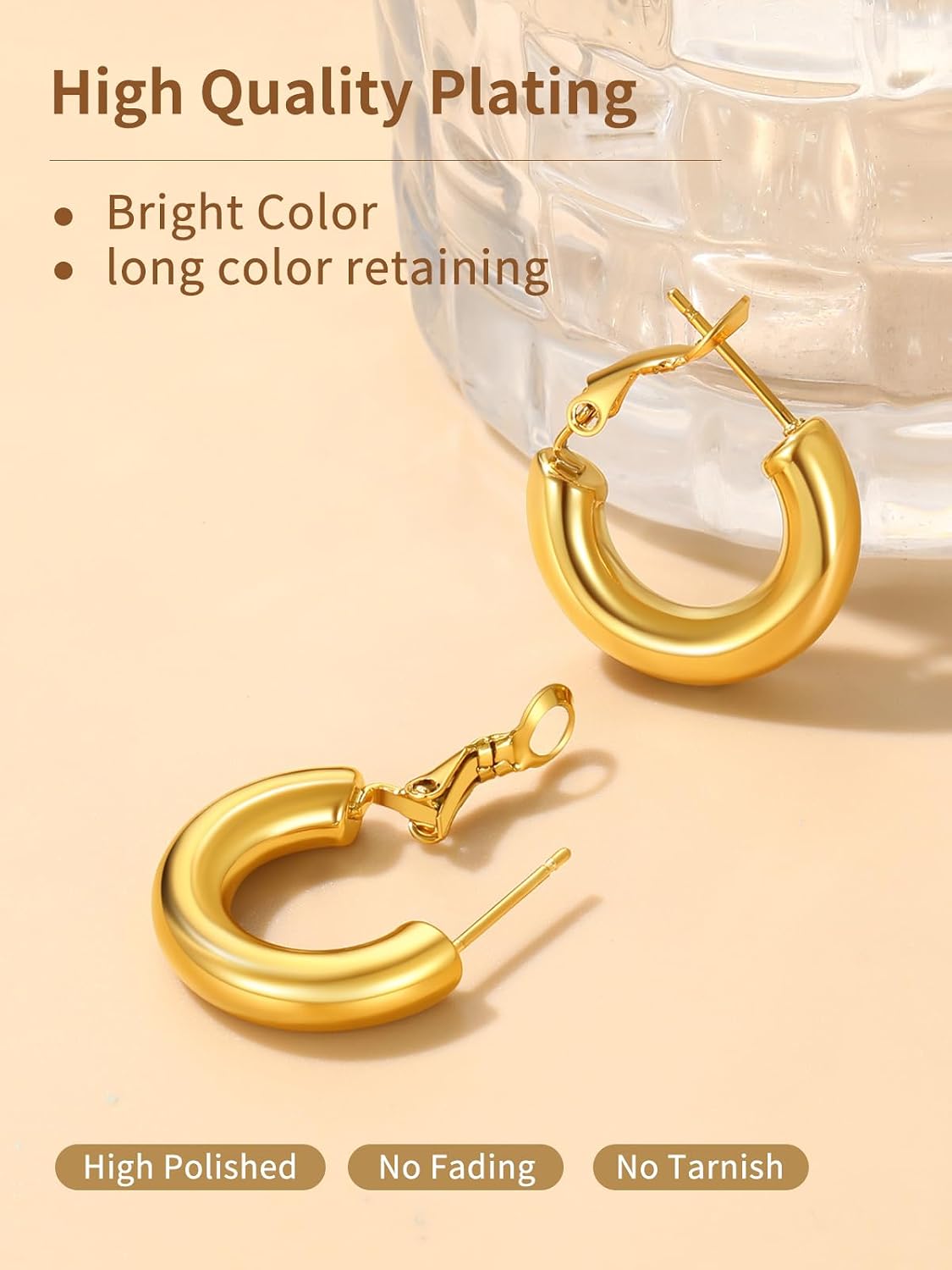 Thumbnail 3 de FindChic Créoles en acier inoxydable pour femme (diamètres 20 à 80 mm) – boucles huggie argenté, doré ou noir