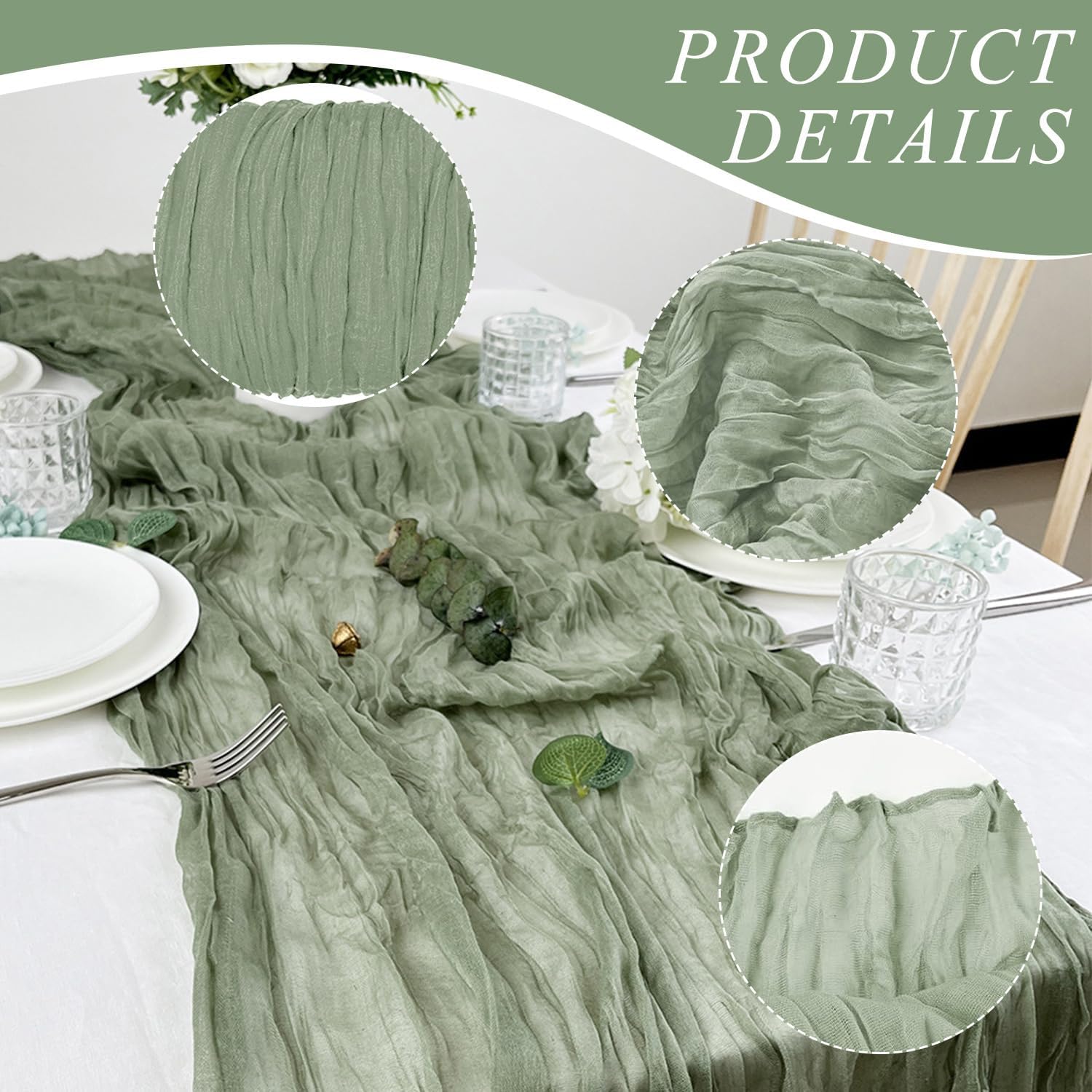 Detalle 1 de 12 Pack Cheesecloth Table Runner 35 x 118