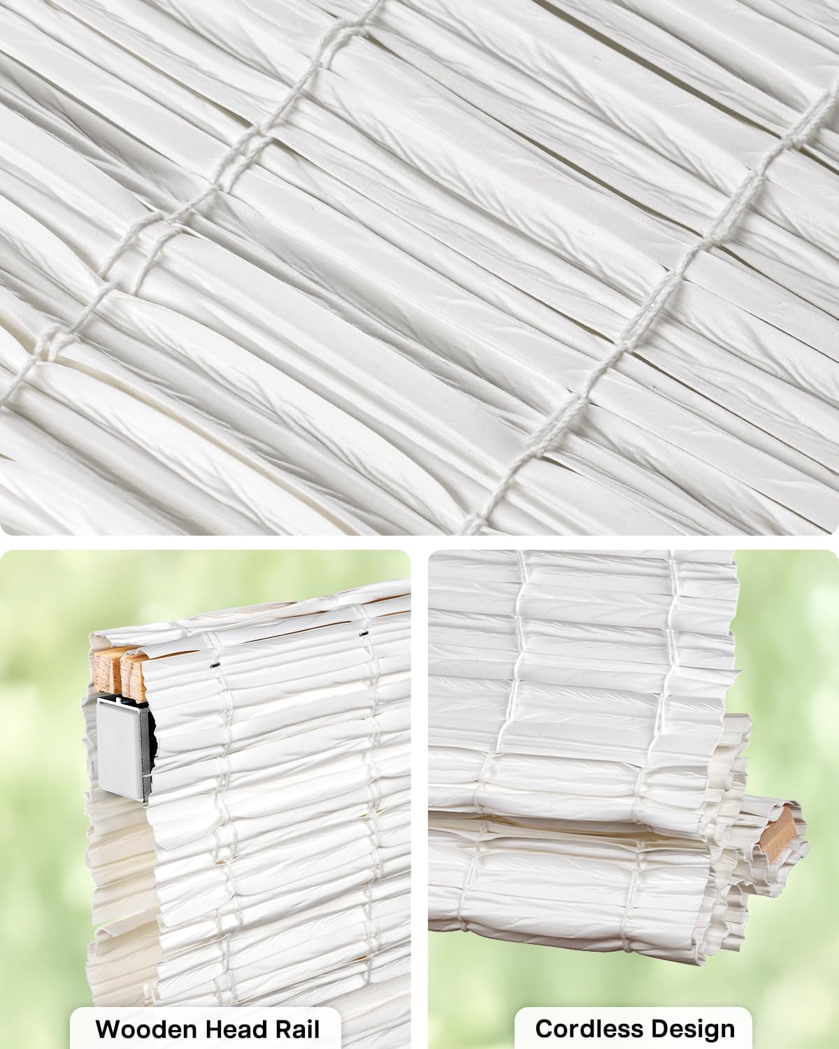 Detalle de LazBlinds Cordless Roman Shade, White