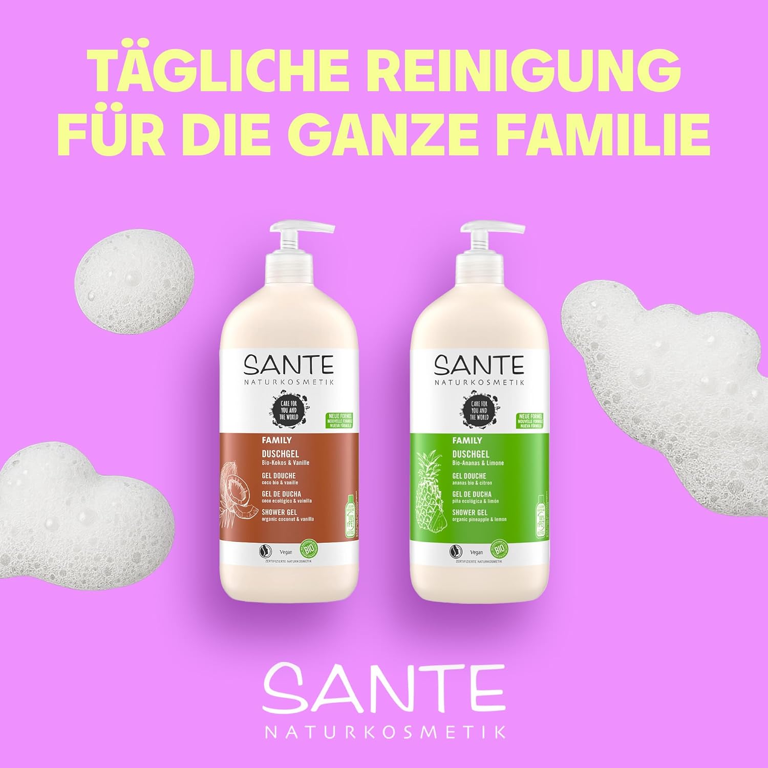 Detalle de SANTE Naturkosmetik Gel doccia rinfrescante con agrumi e ananas biologici – care e idratazione per tutta la famiglia