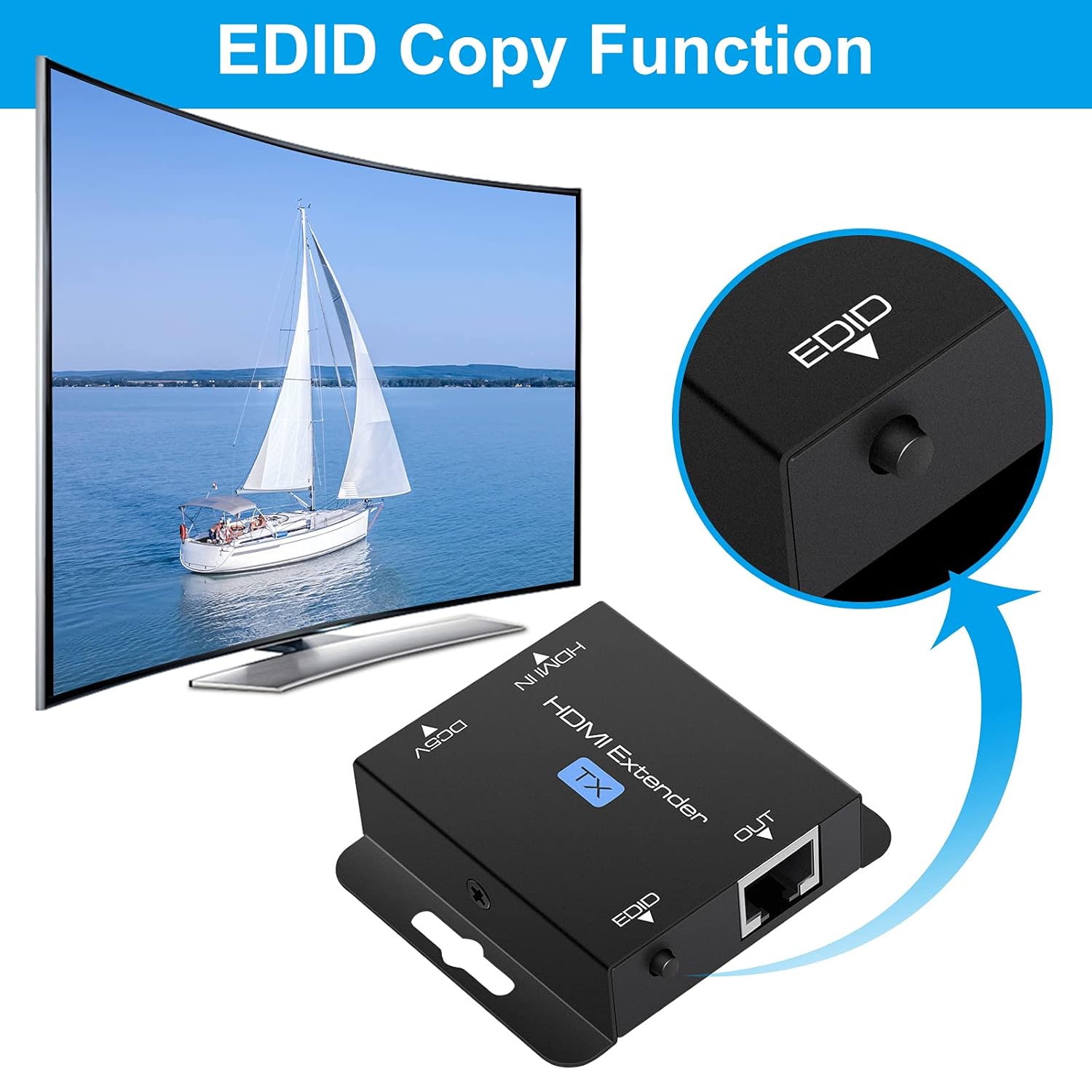 Thumbnail 3 de VEDINDUST HDMI Extender 60 m (196 ft) avec Ethernet RJ45, apprentissage EDID et POC