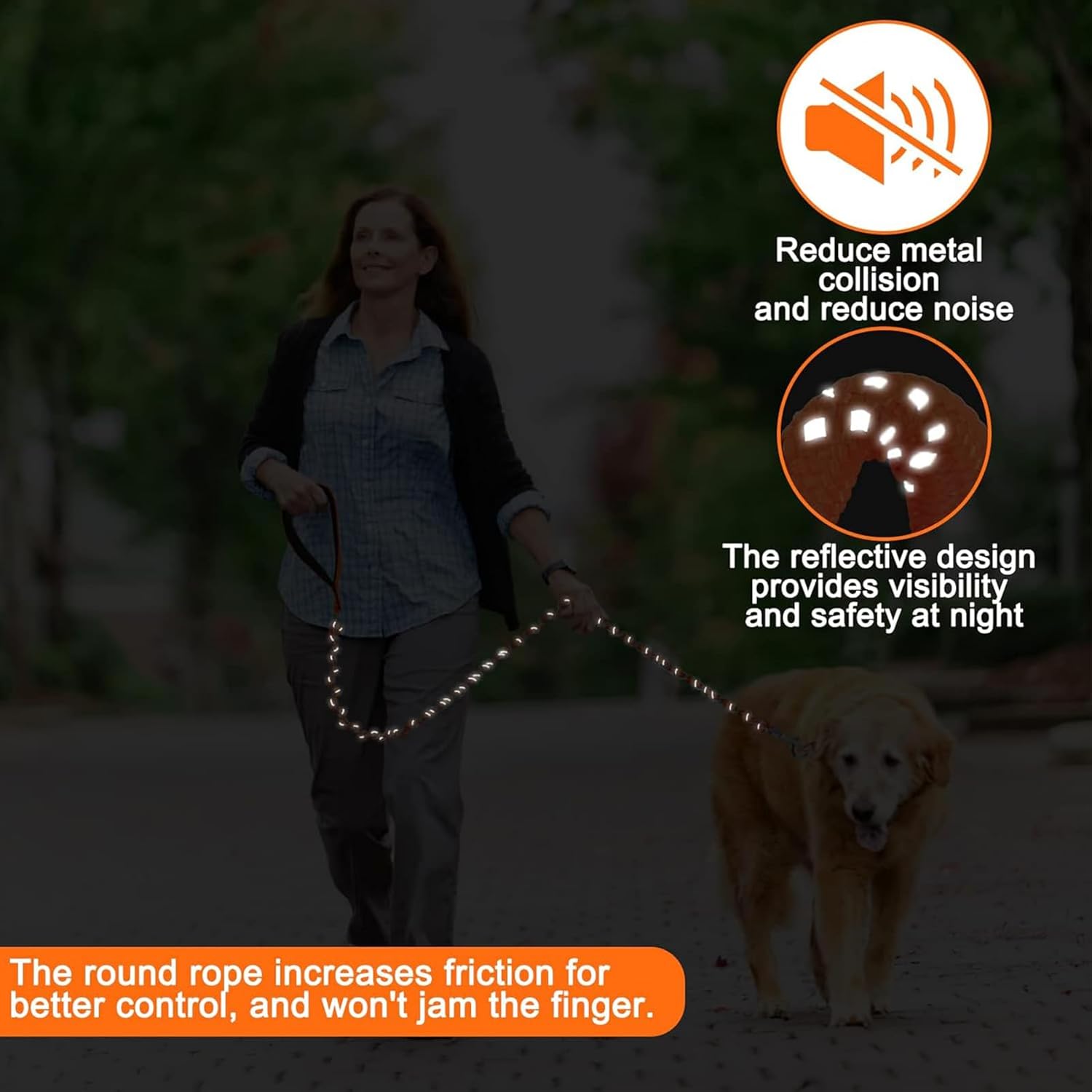 Detalle de Homimp Chain Dog Leash for Medium to Large Dogs, Reflective 6 ft – Chew-Resistant, Heavy-Duty with Soft Padded Handle