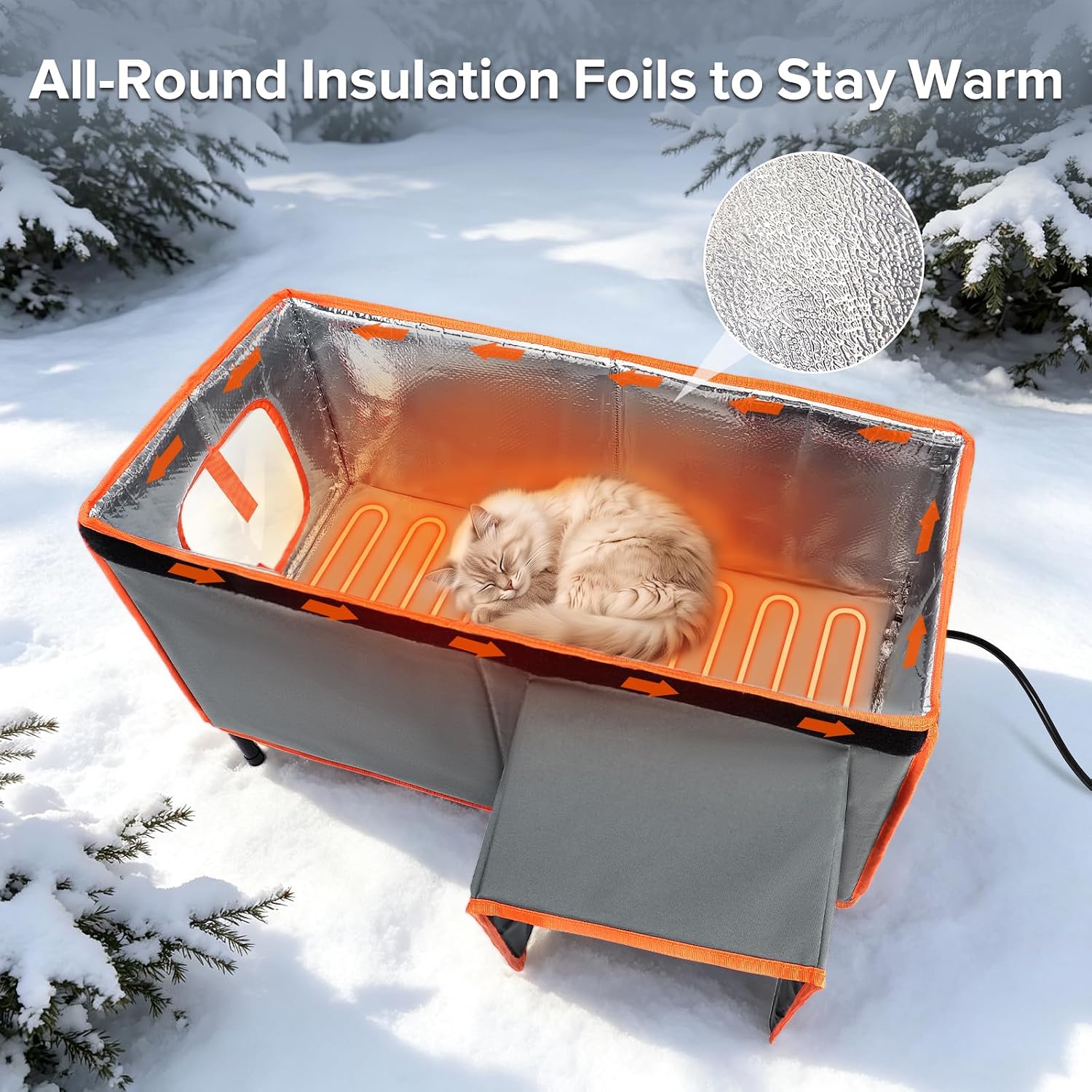 Thumbnail 5 de SIWA MARY PTPM009 Heated Outdoor Cat House with Heating Pad and Escape Door