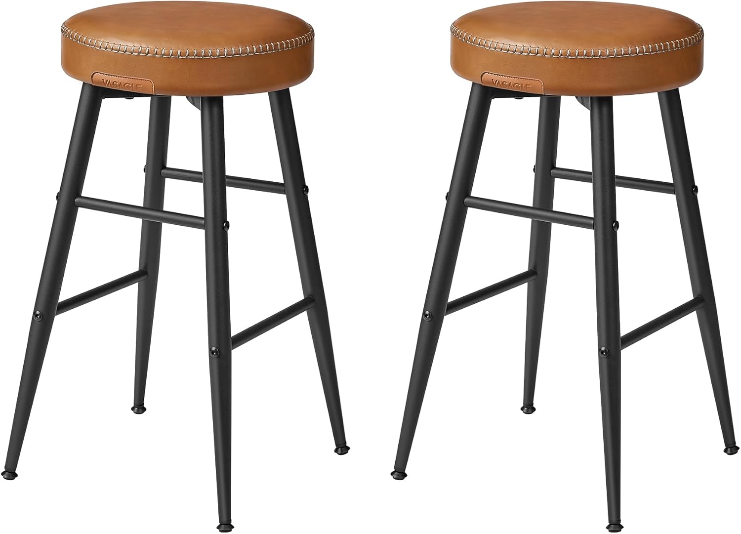 Detalle de VASAGLE EKHO Collezione: Sgabelli Cucina da Bar, Set da 2, altezza 63 cm, PU con cucitura marrone caramello (LBC080K01V1)