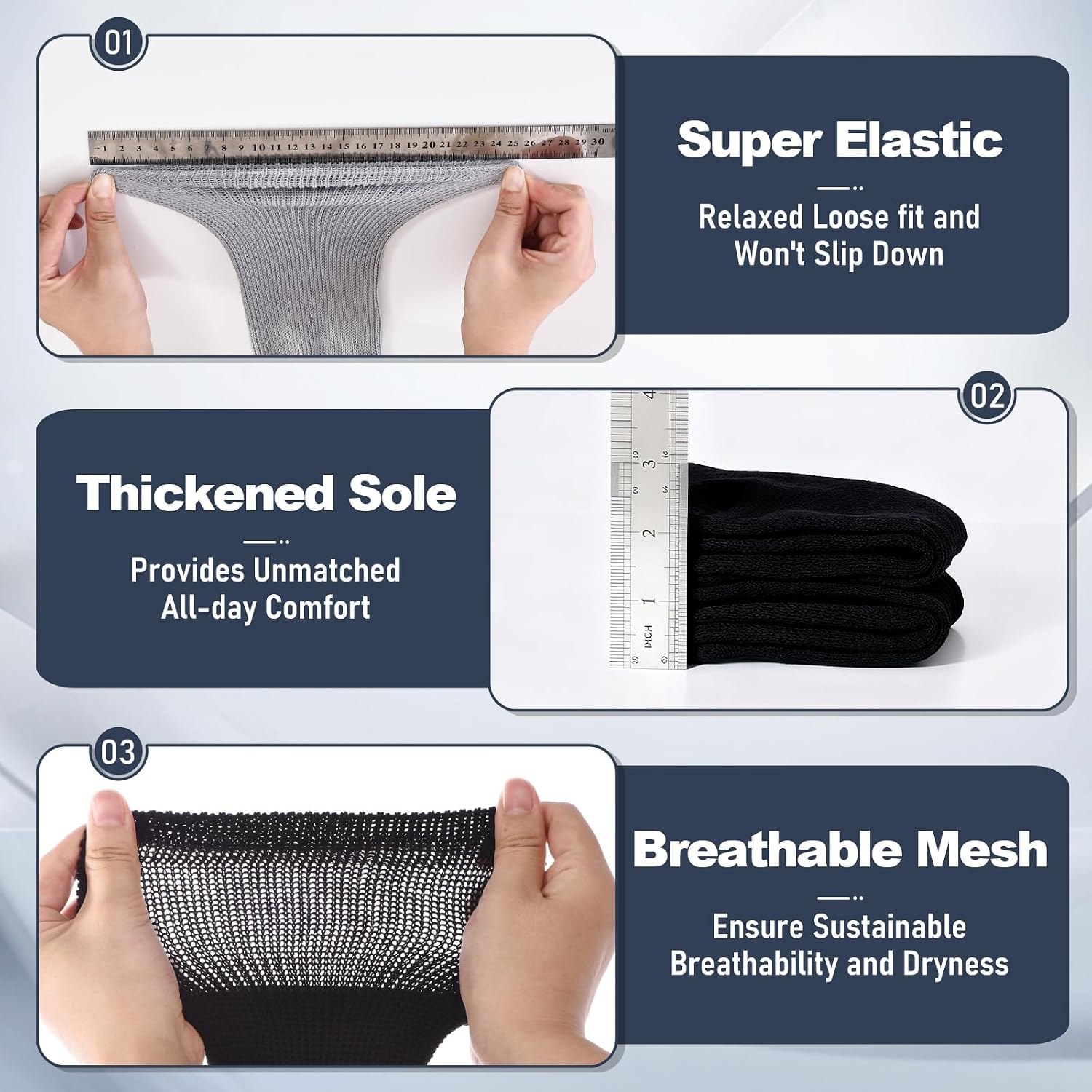 Detalle 2 de Frelimiu Diabetic Socks for Men (Non-Binding, Seamless Toe) – 4 Pairs, 7–11